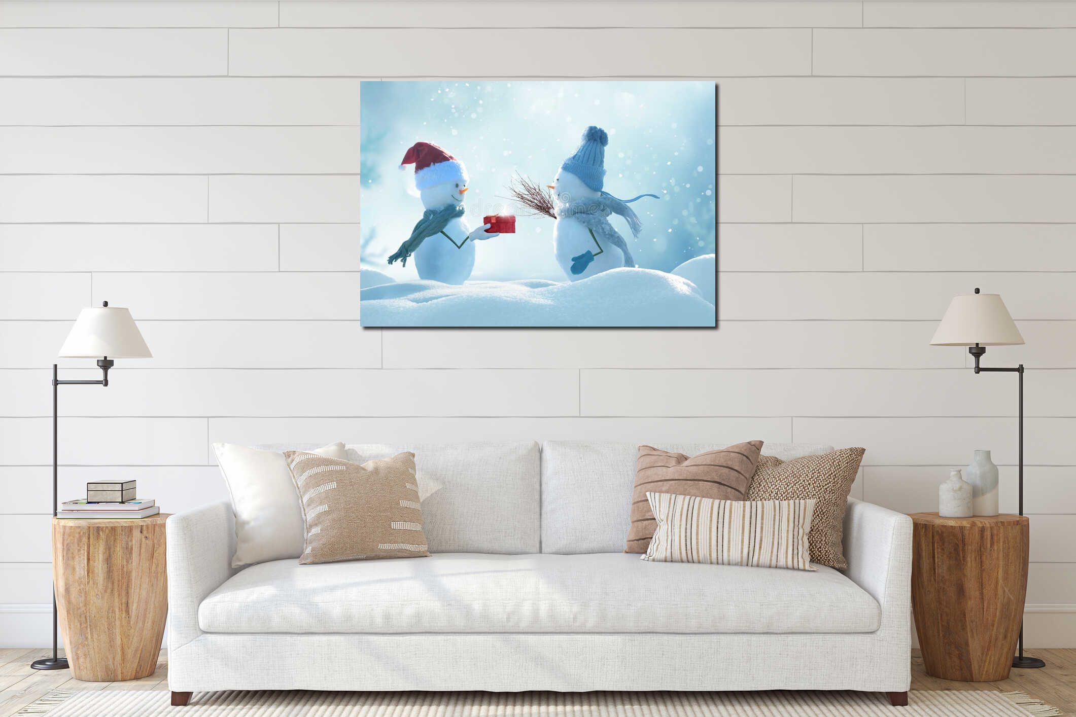 Canvas hanging interior mockup