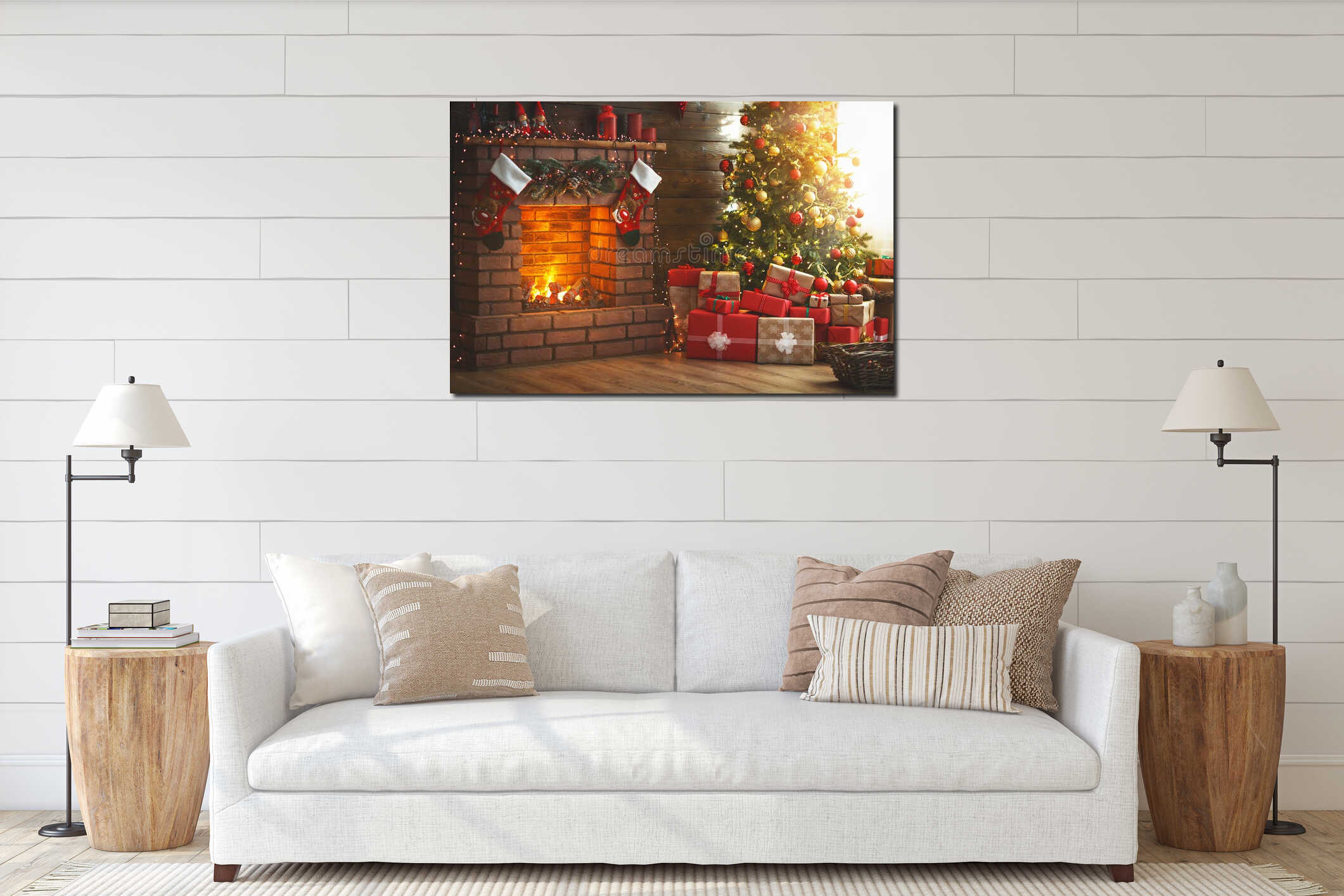 Canvas hanging interior mockup