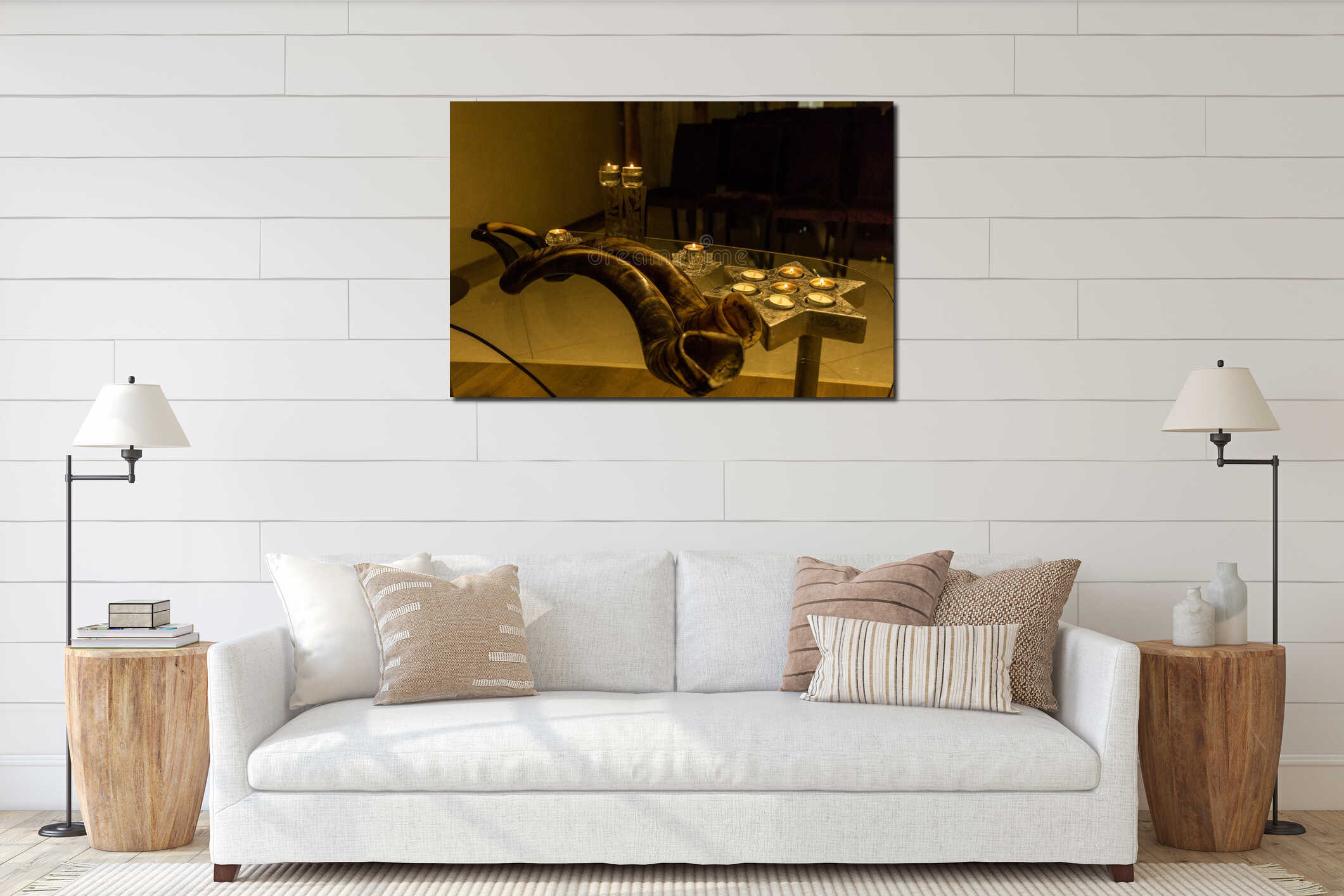 Canvas hanging interior mockup