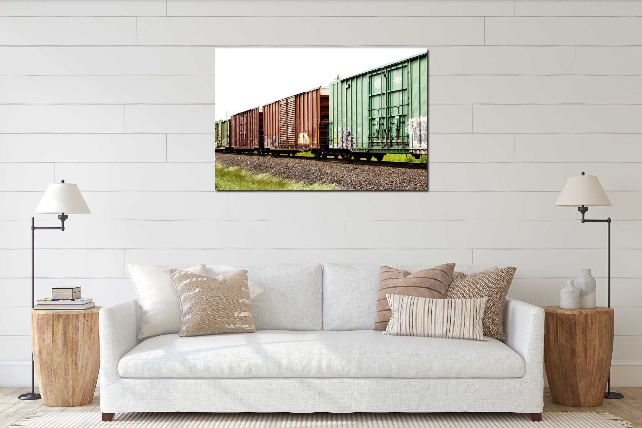 Canvas hanging interior mockup