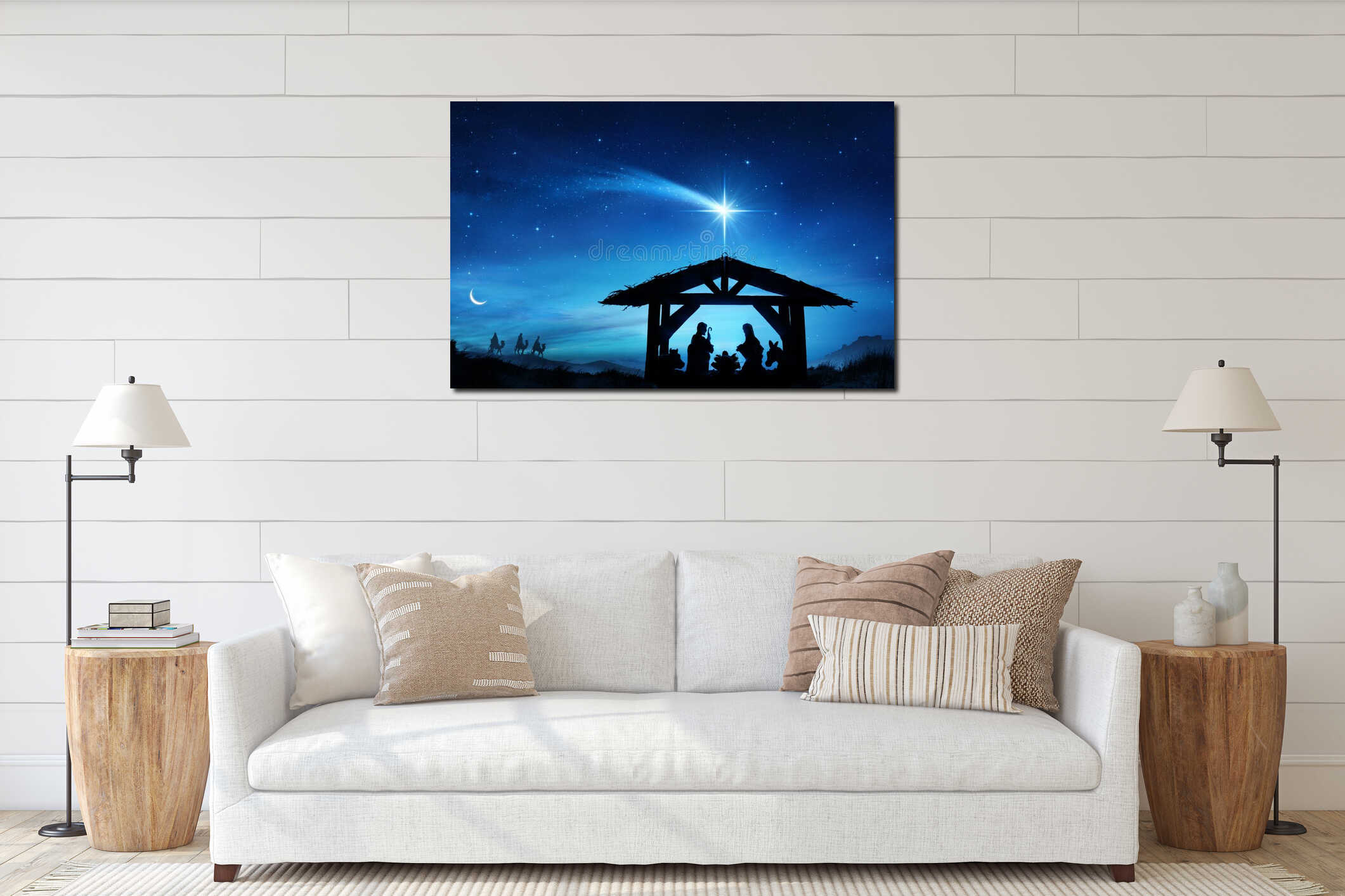 Canvas hanging interior mockup