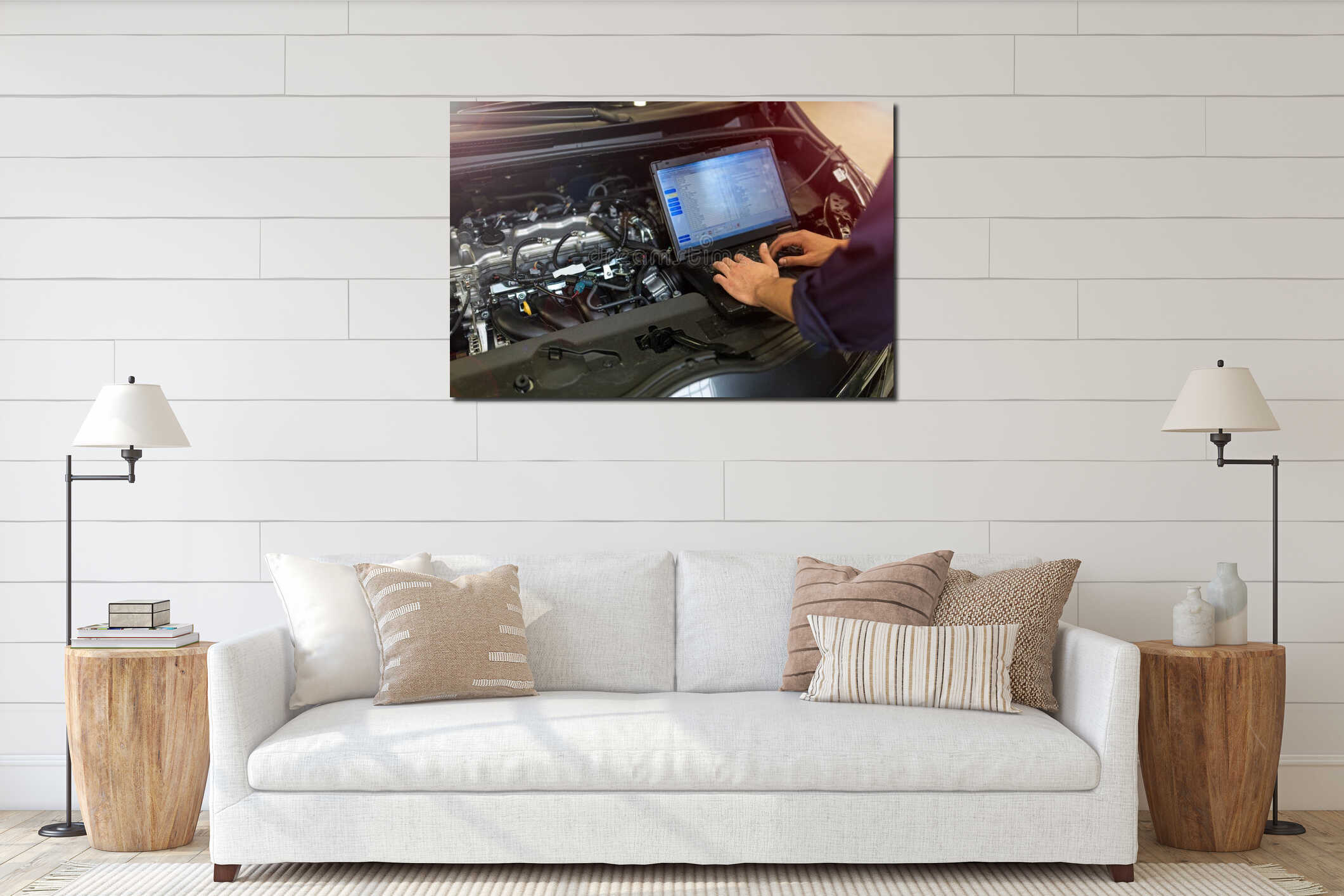 Canvas hanging interior mockup