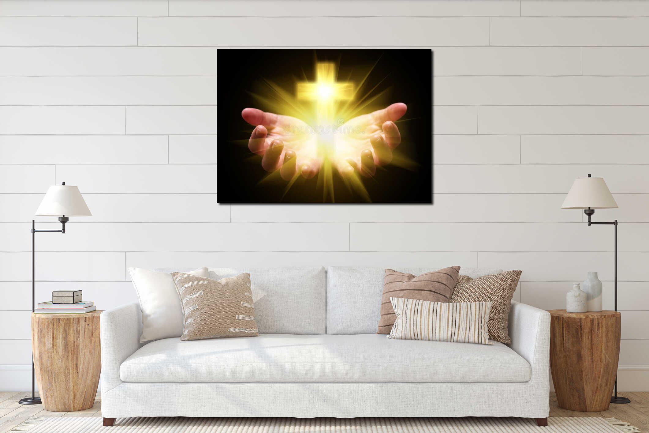 Canvas hanging interior mockup