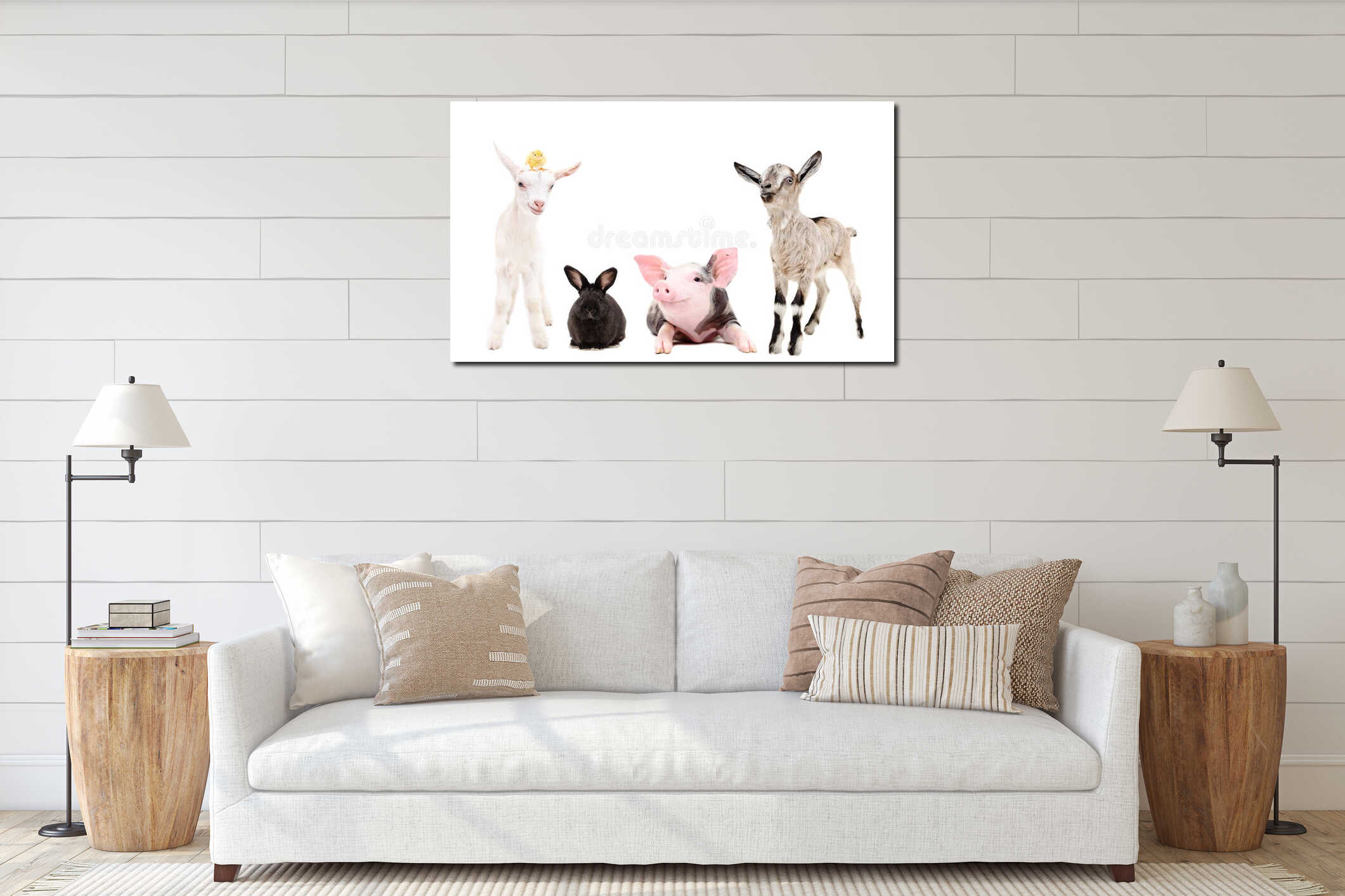 Canvas hanging interior mockup