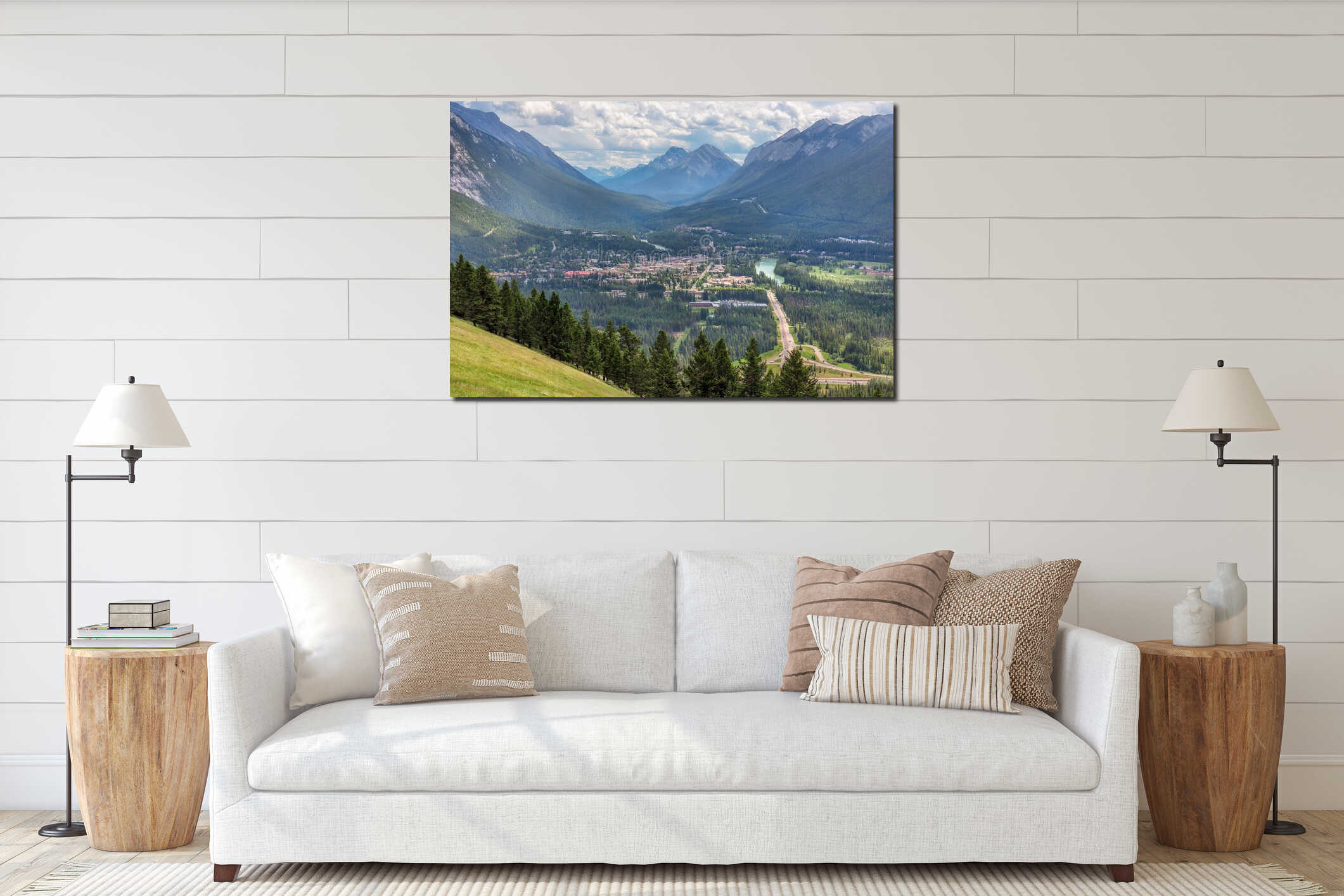 Canvas hanging interior mockup