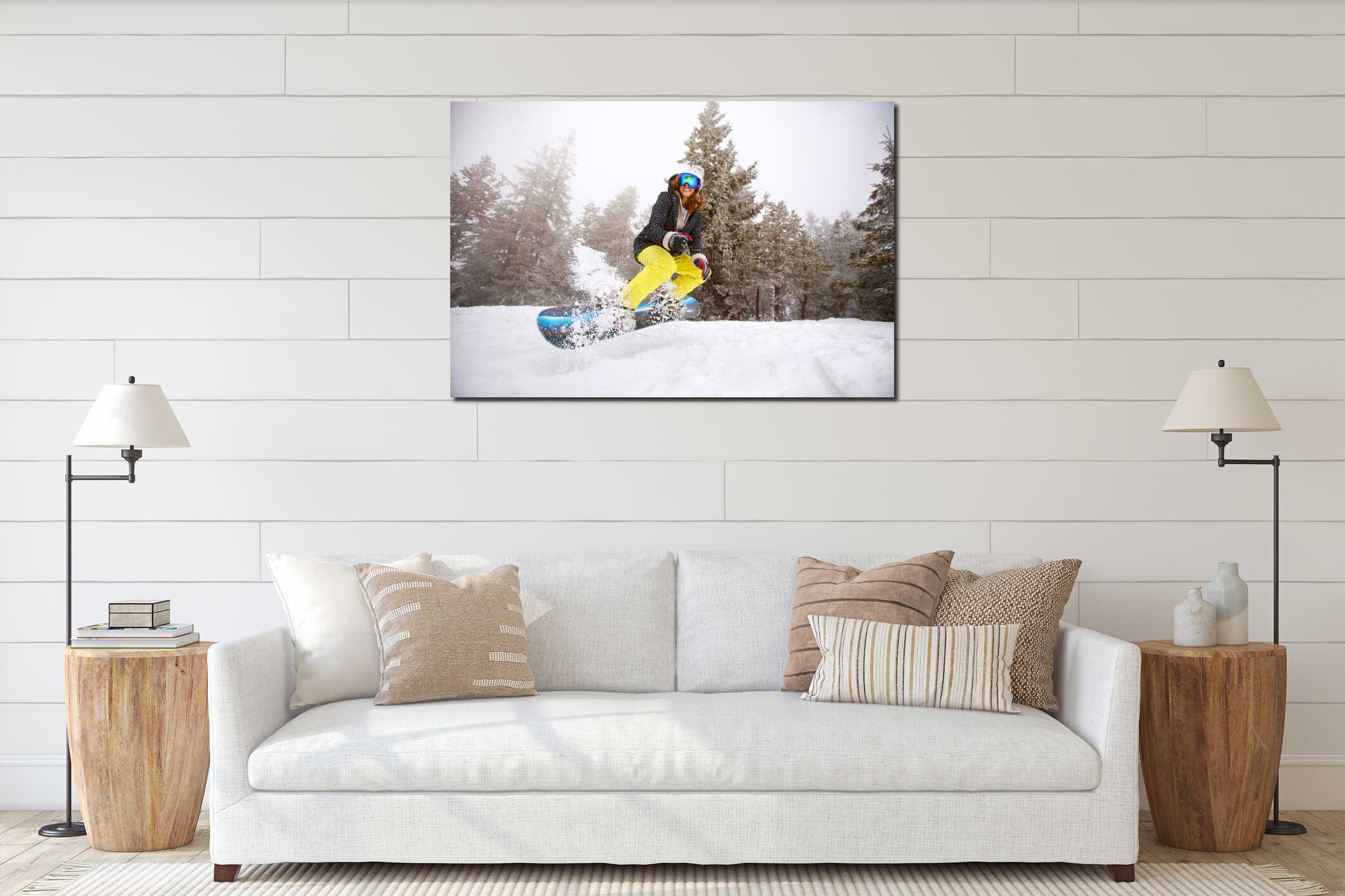 Canvas hanging interior mockup