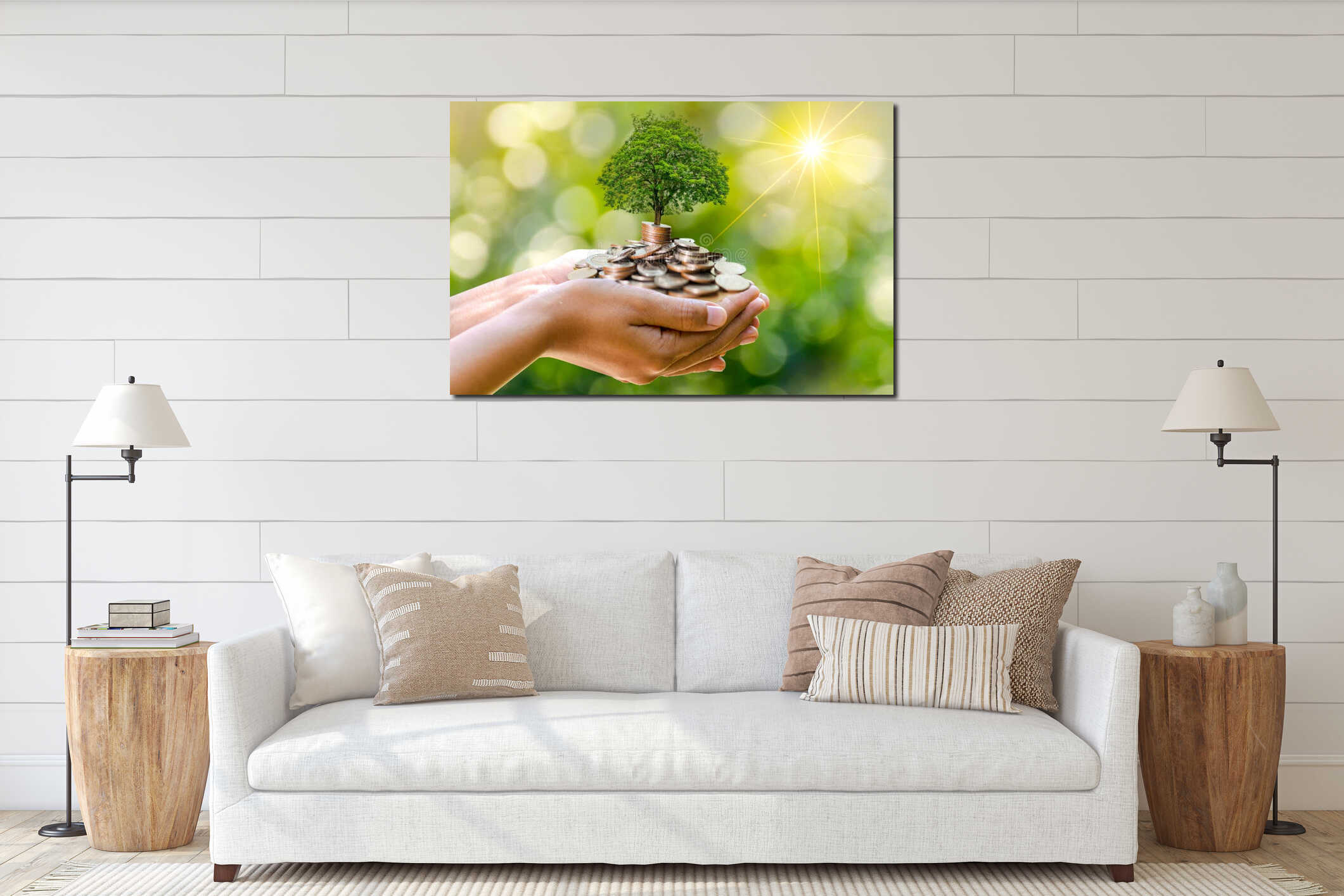 Canvas hanging interior mockup