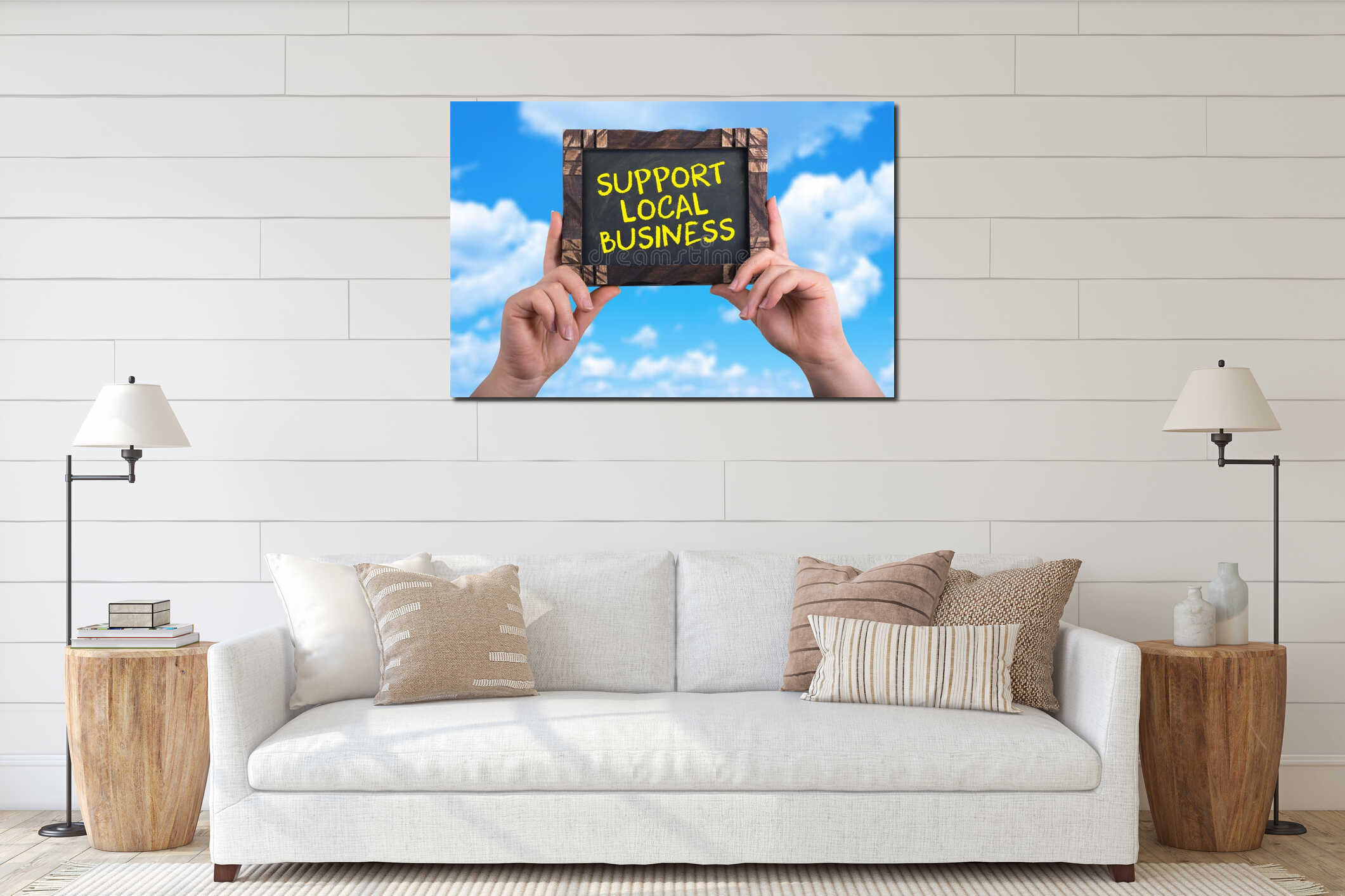 Canvas hanging interior mockup