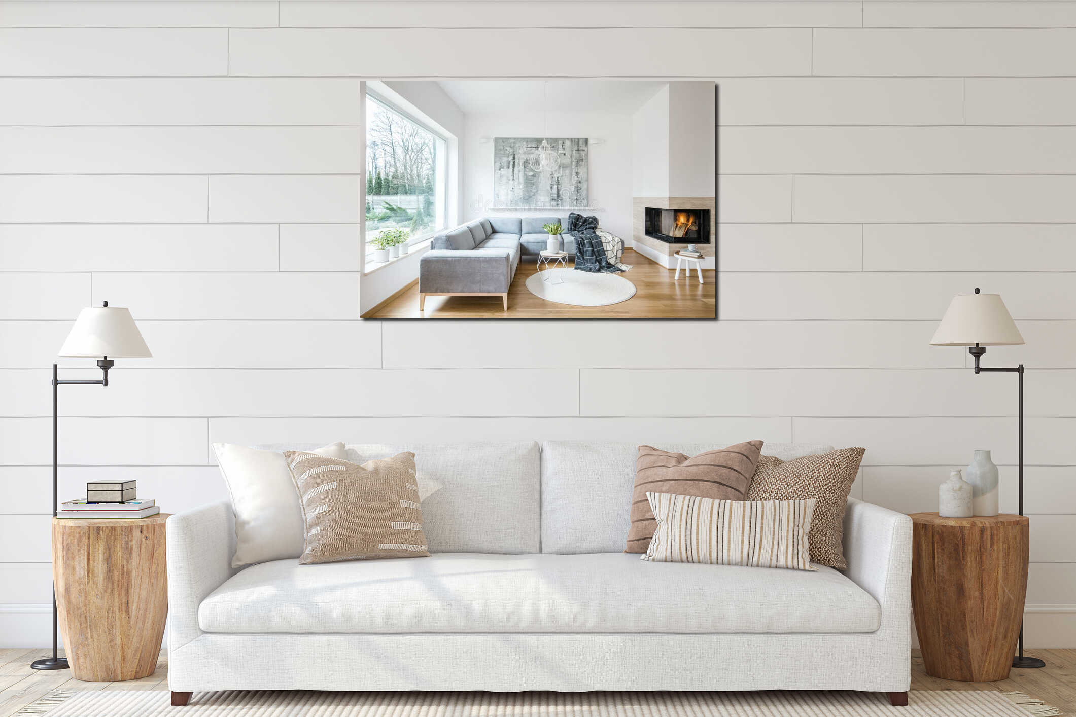 Canvas hanging interior mockup