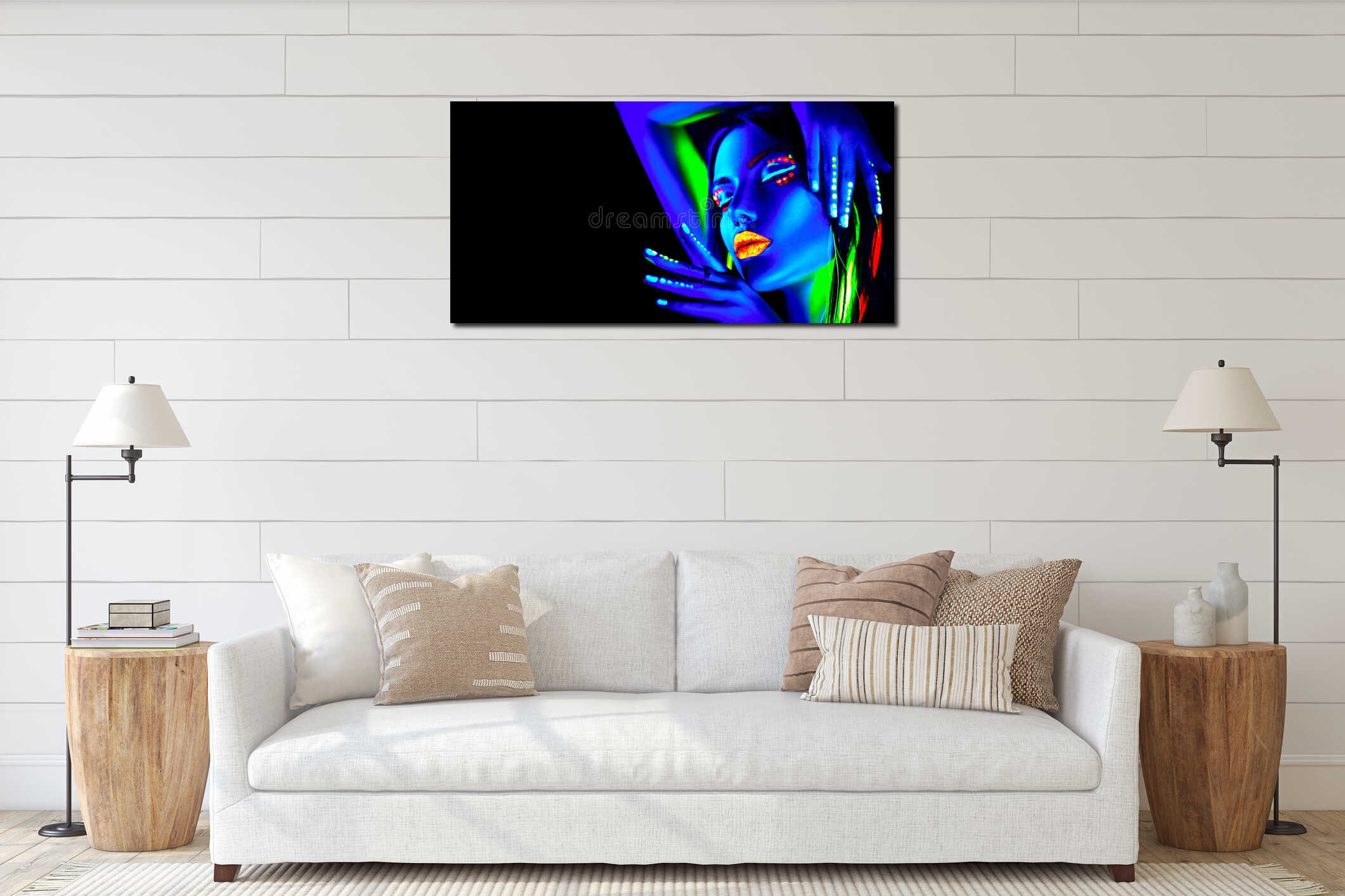 Canvas hanging interior mockup