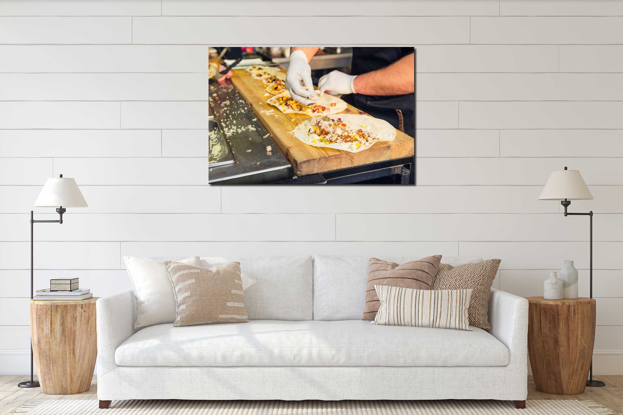 Canvas hanging interior mockup