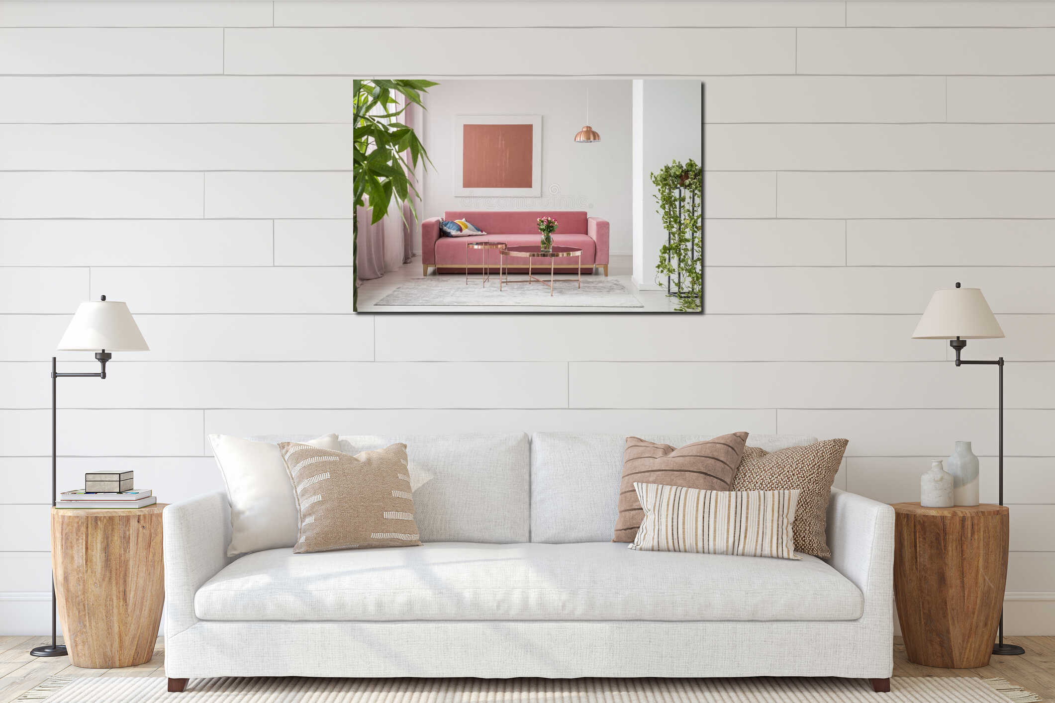 Canvas hanging interior mockup