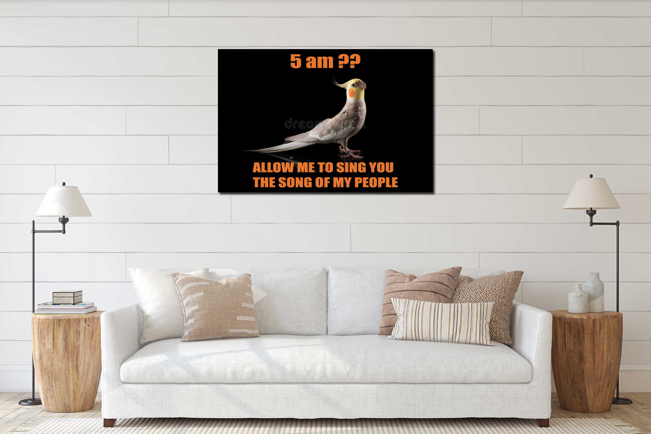 Canvas hanging interior mockup