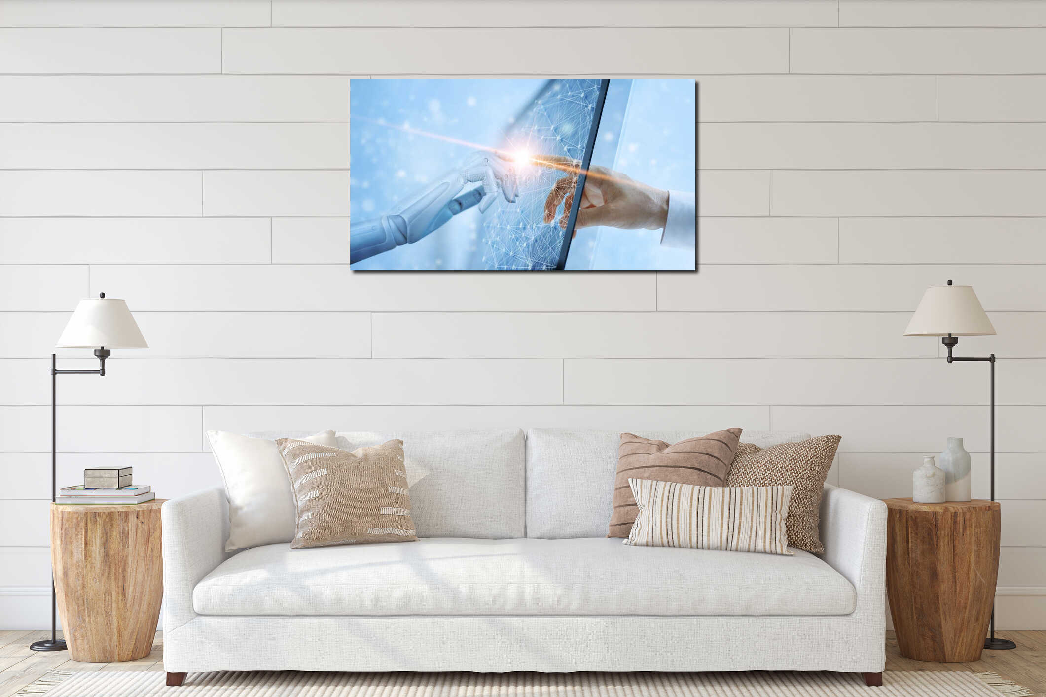 Canvas hanging interior mockup
