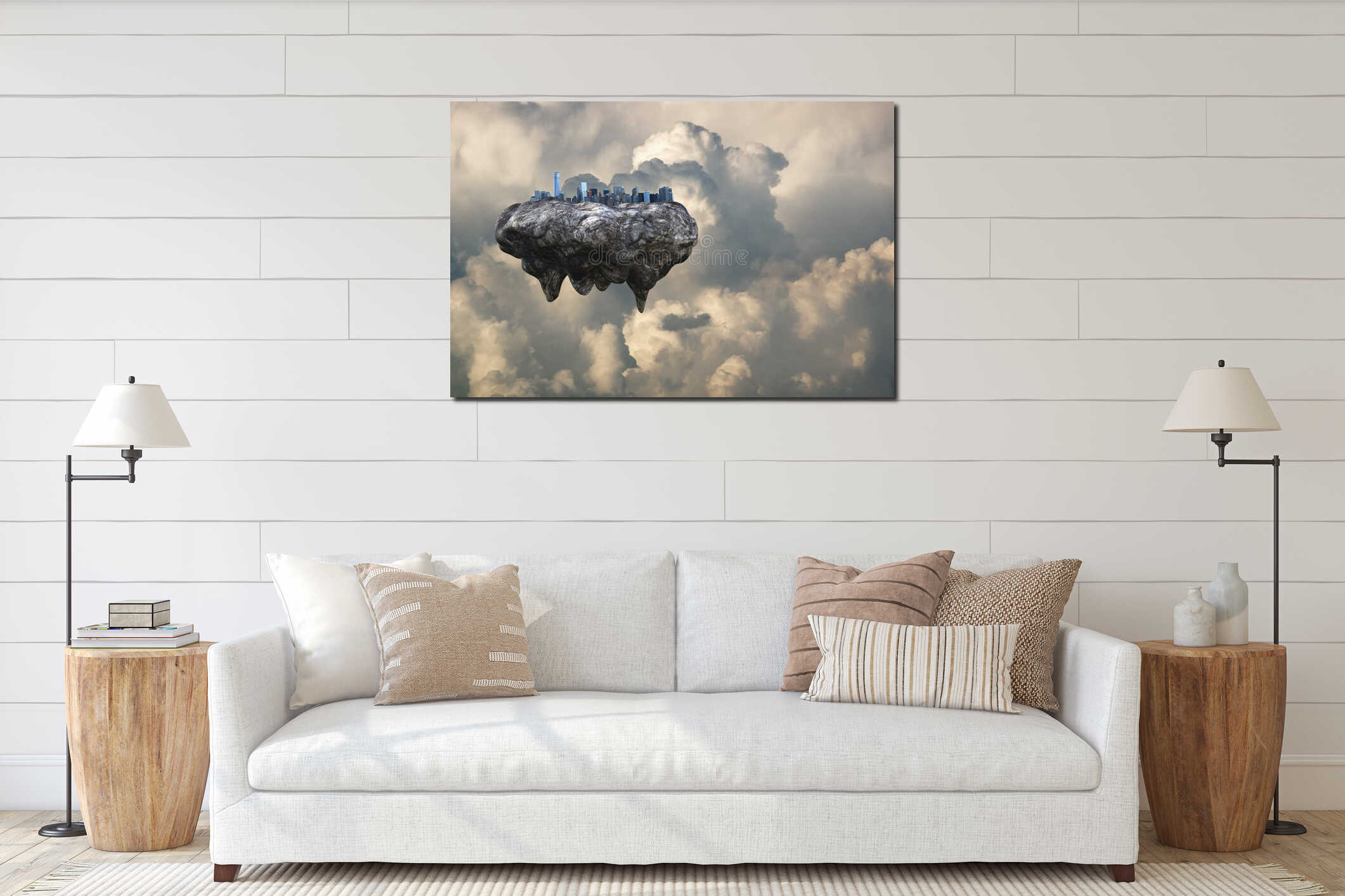 Canvas hanging interior mockup