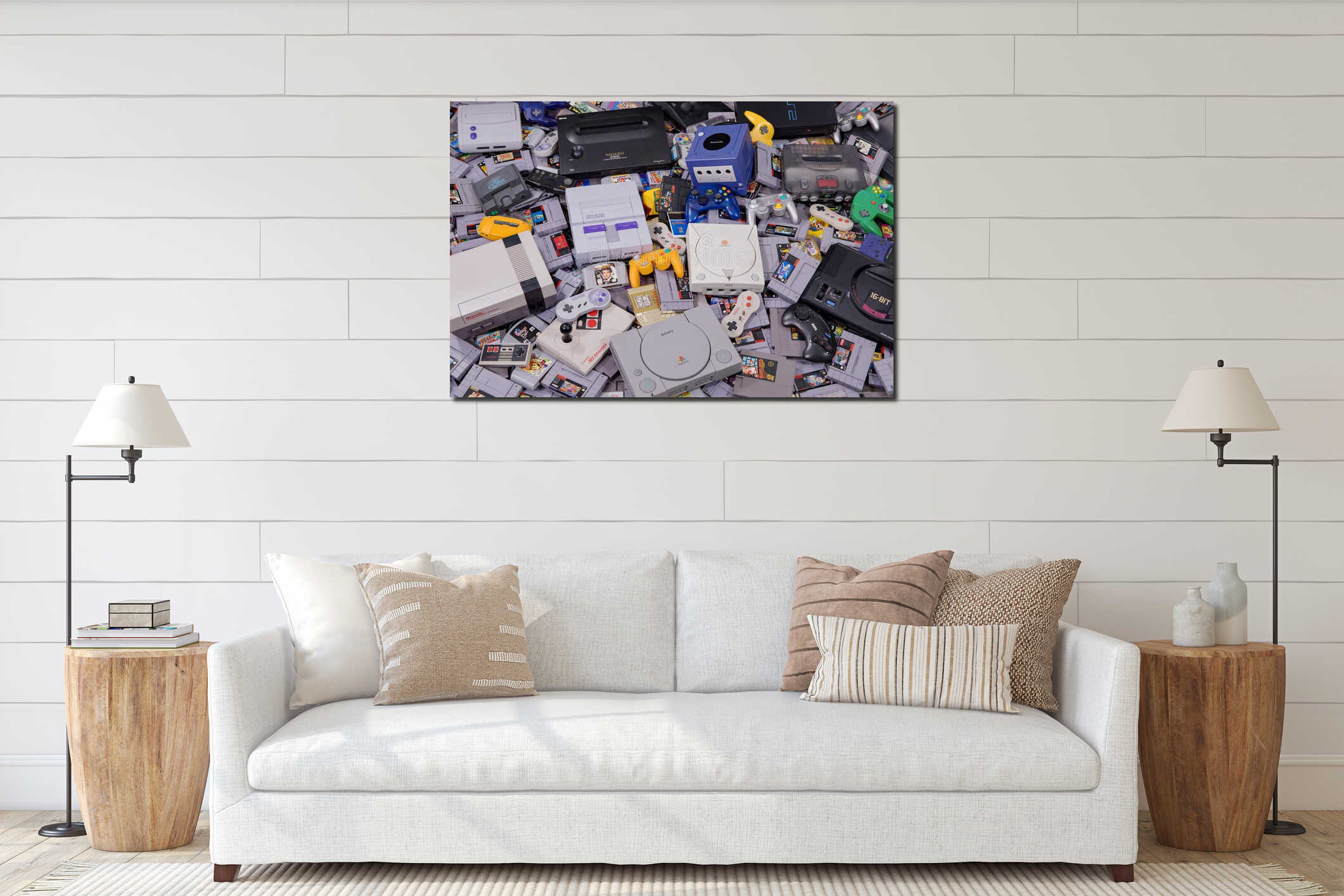 Canvas hanging interior mockup