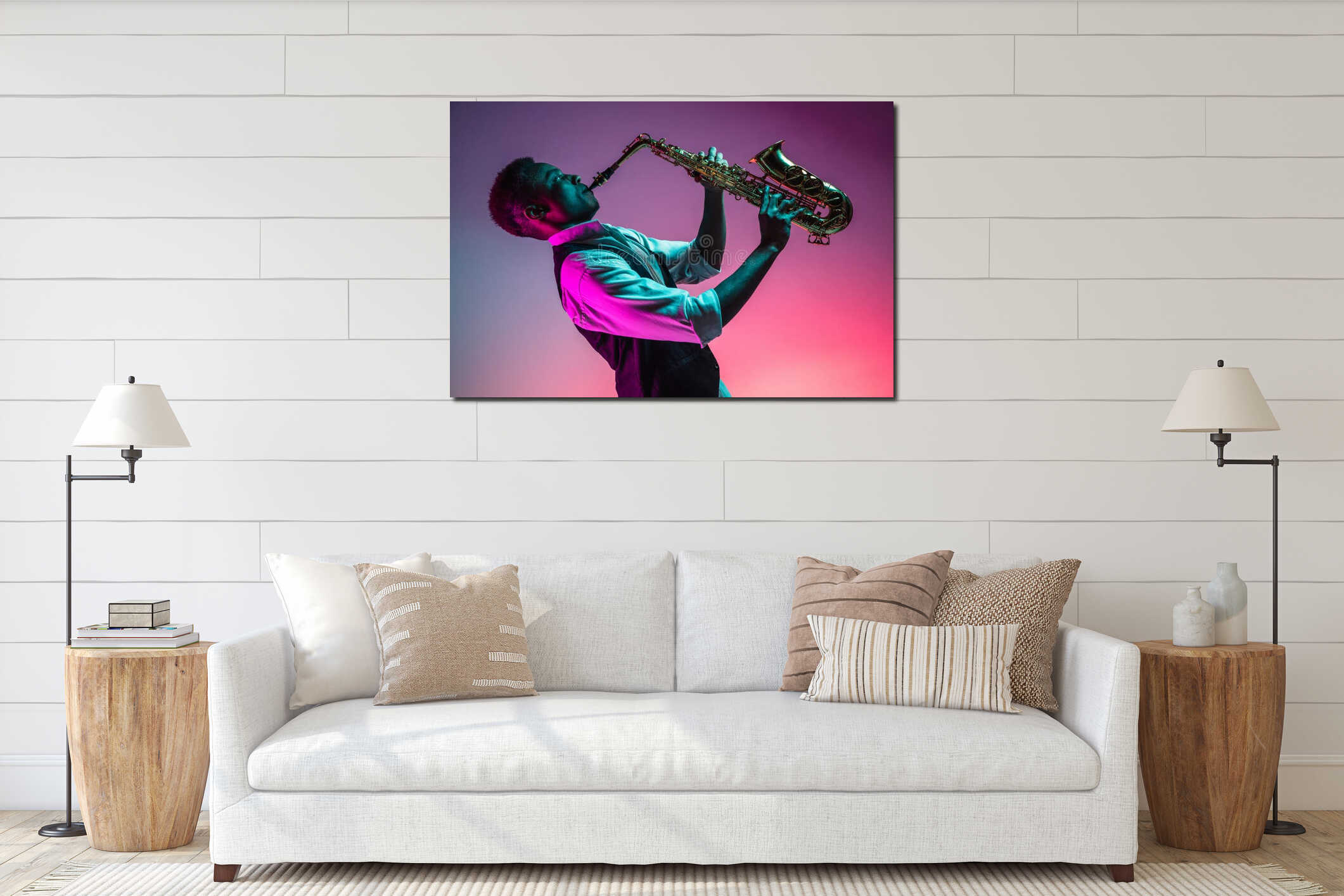 Canvas hanging interior mockup