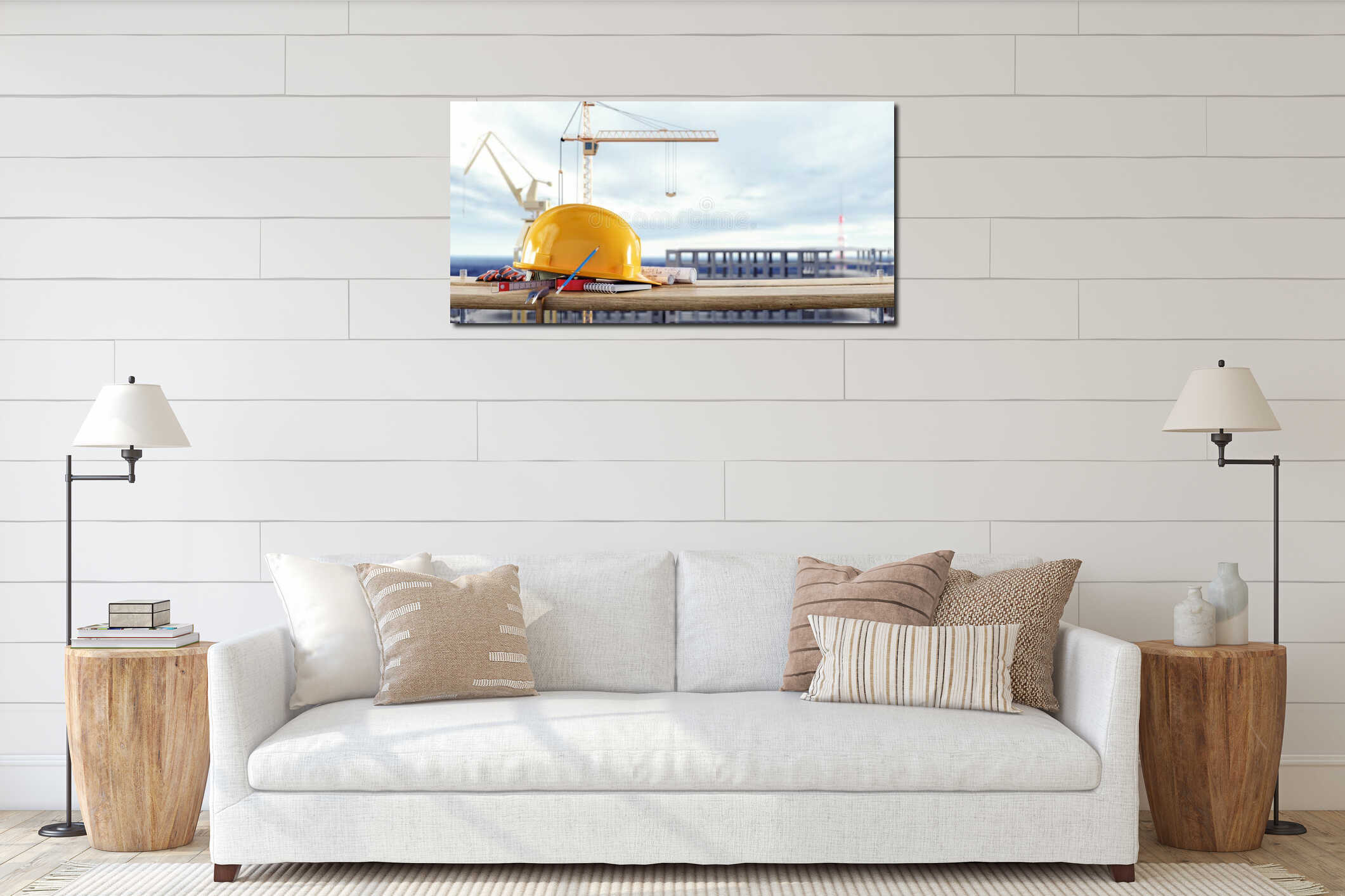 Canvas hanging interior mockup