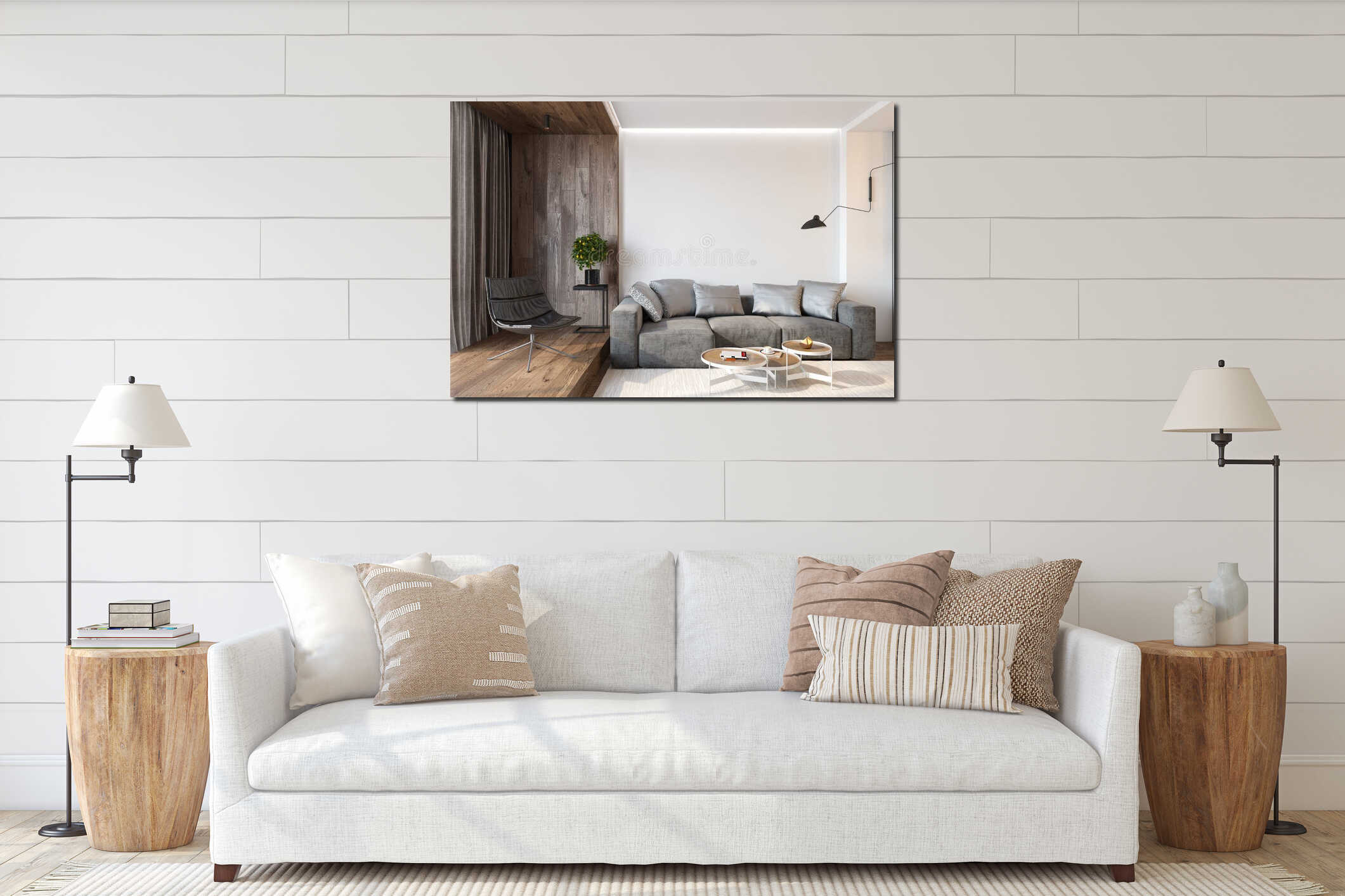 Canvas hanging interior mockup