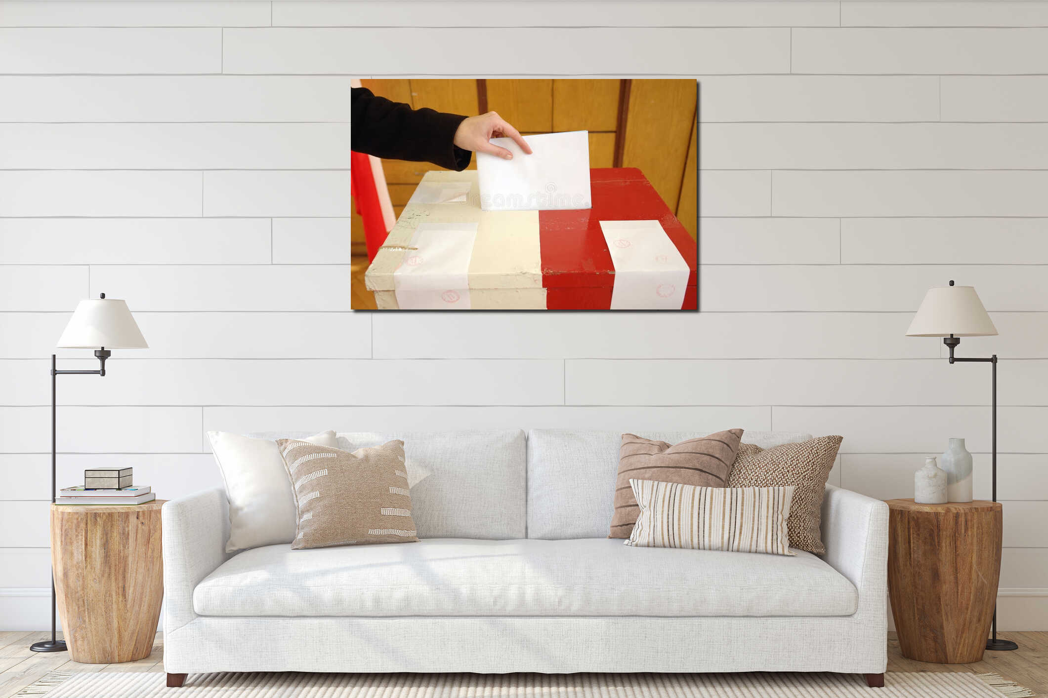 Canvas hanging interior mockup