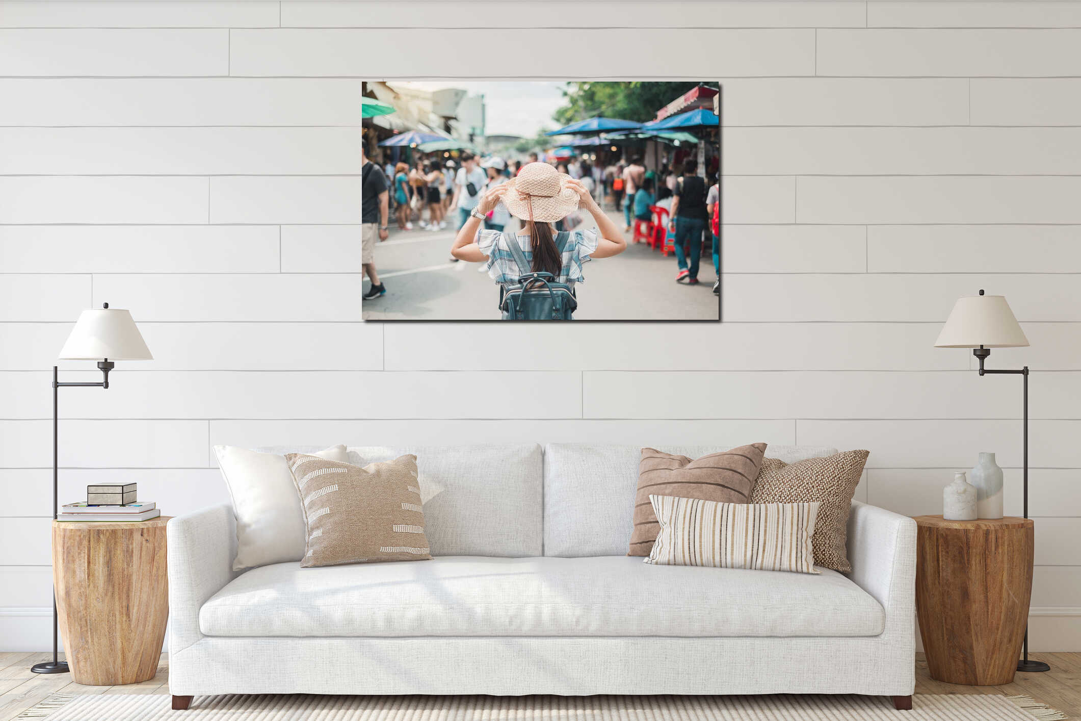 Canvas hanging interior mockup