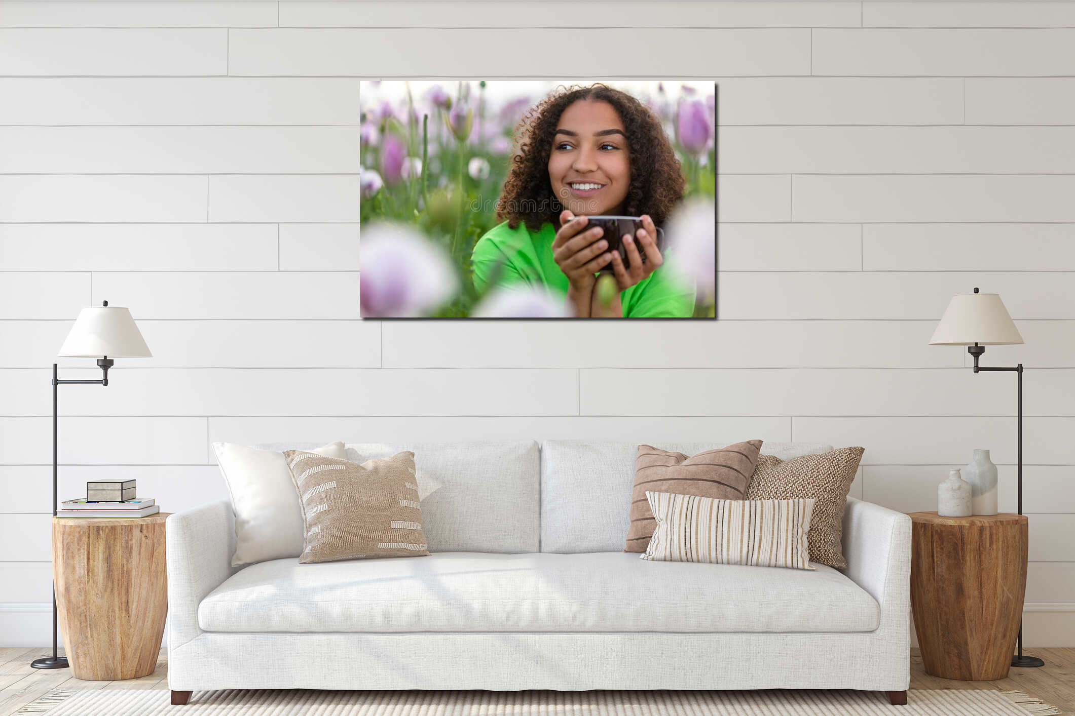 Canvas hanging interior mockup