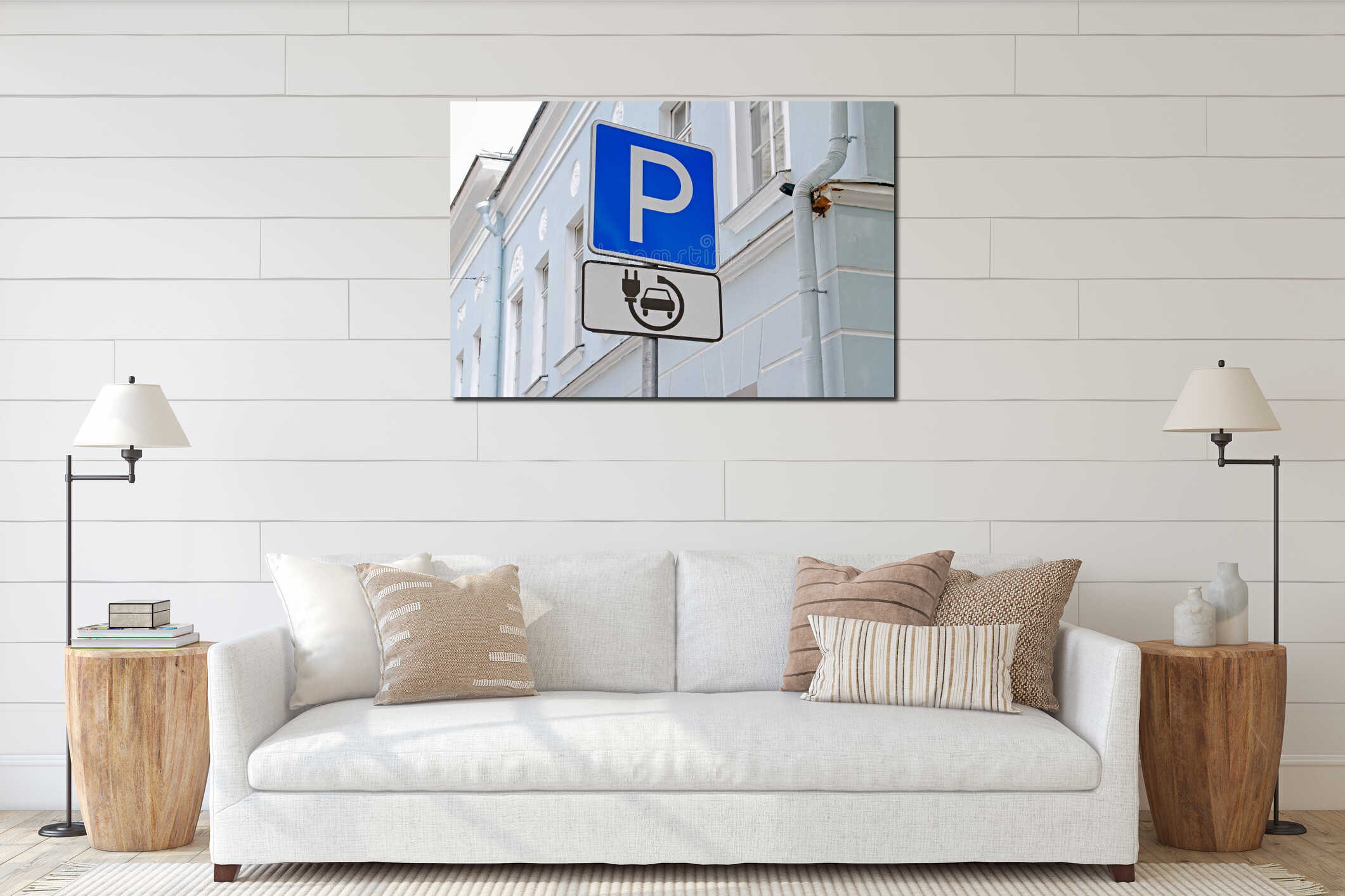 Canvas hanging interior mockup