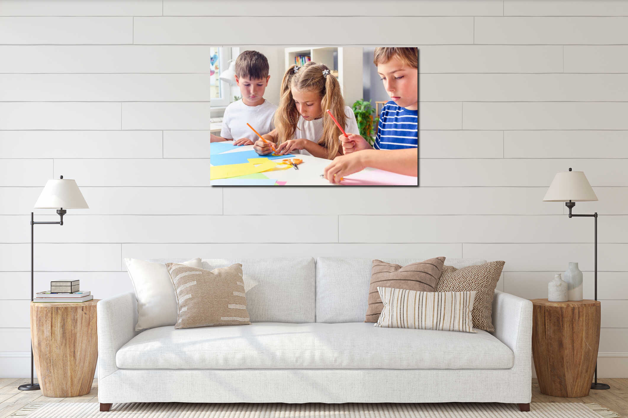 Canvas hanging interior mockup