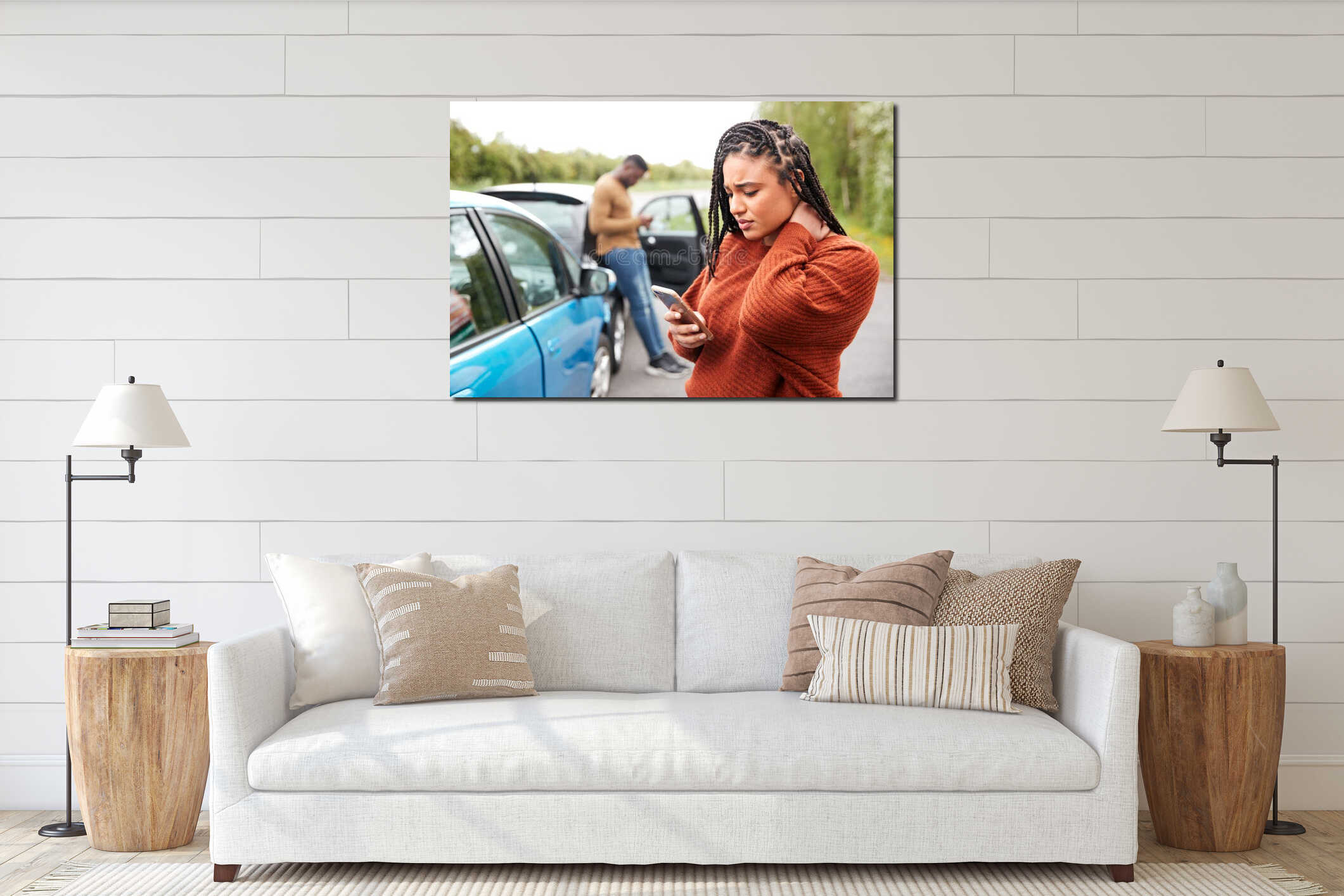 Canvas hanging interior mockup