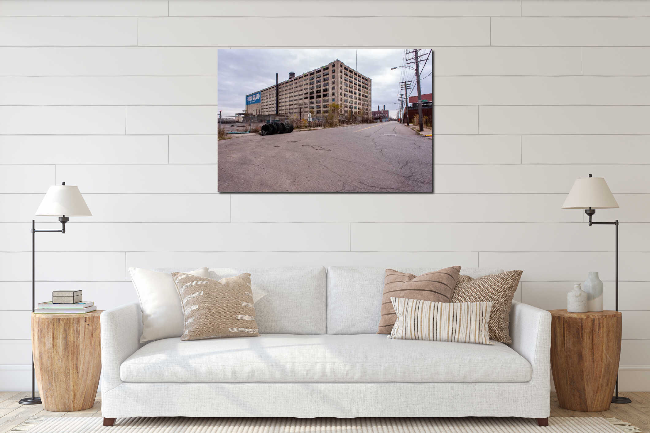 Canvas hanging interior mockup