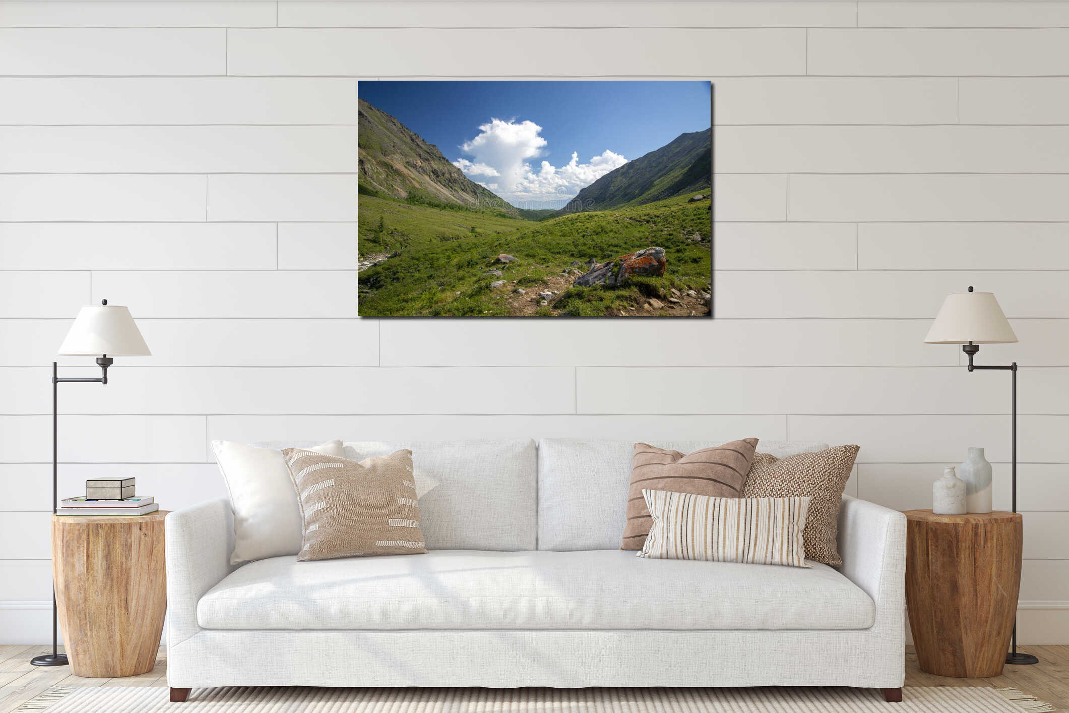 Canvas hanging interior mockup