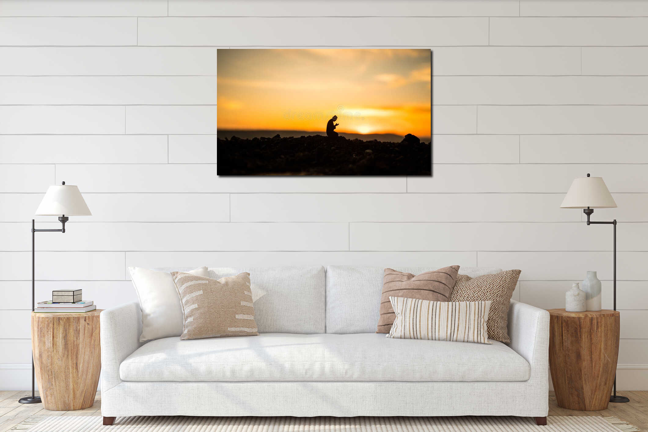 Canvas hanging interior mockup