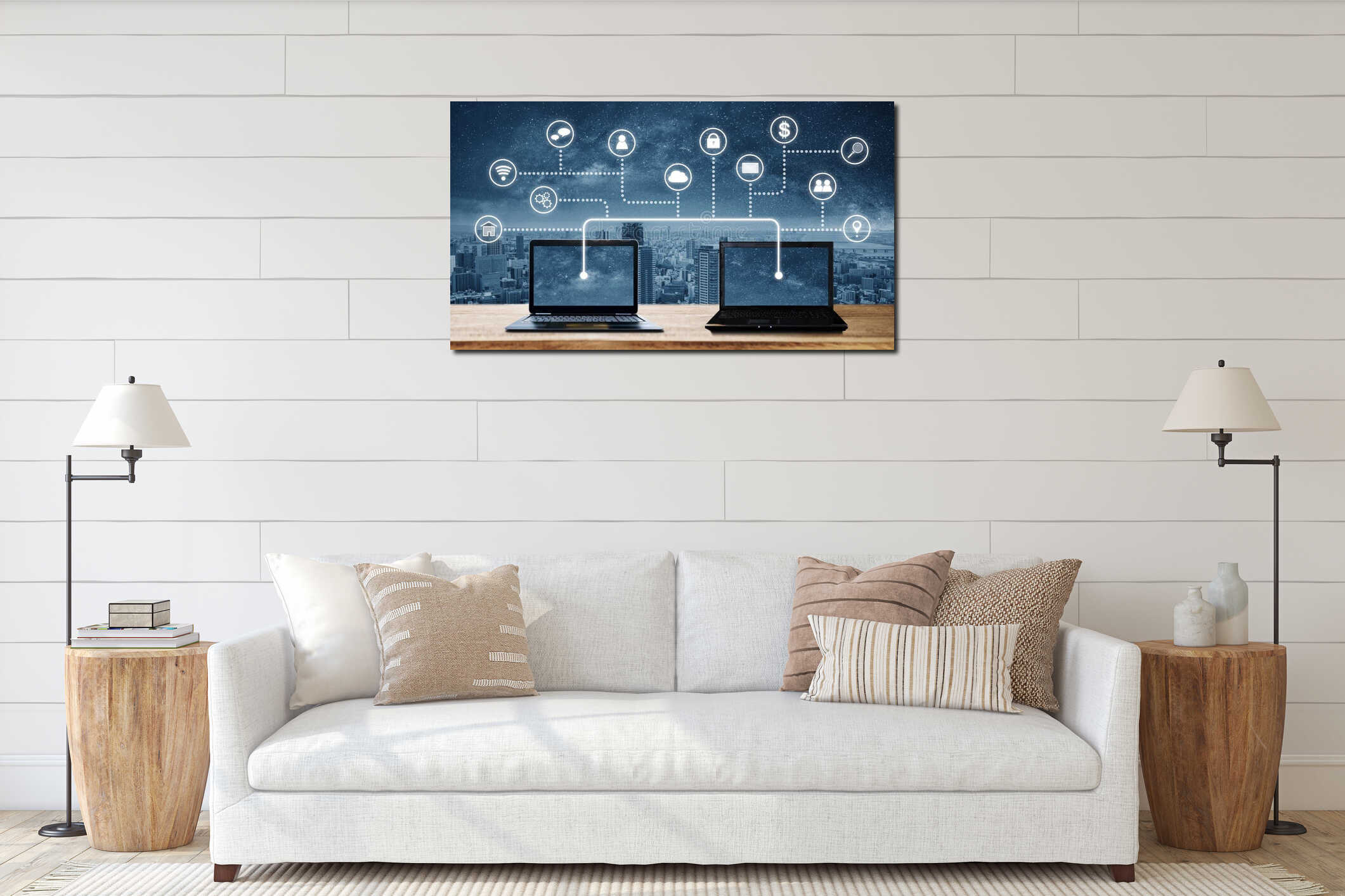Canvas hanging interior mockup