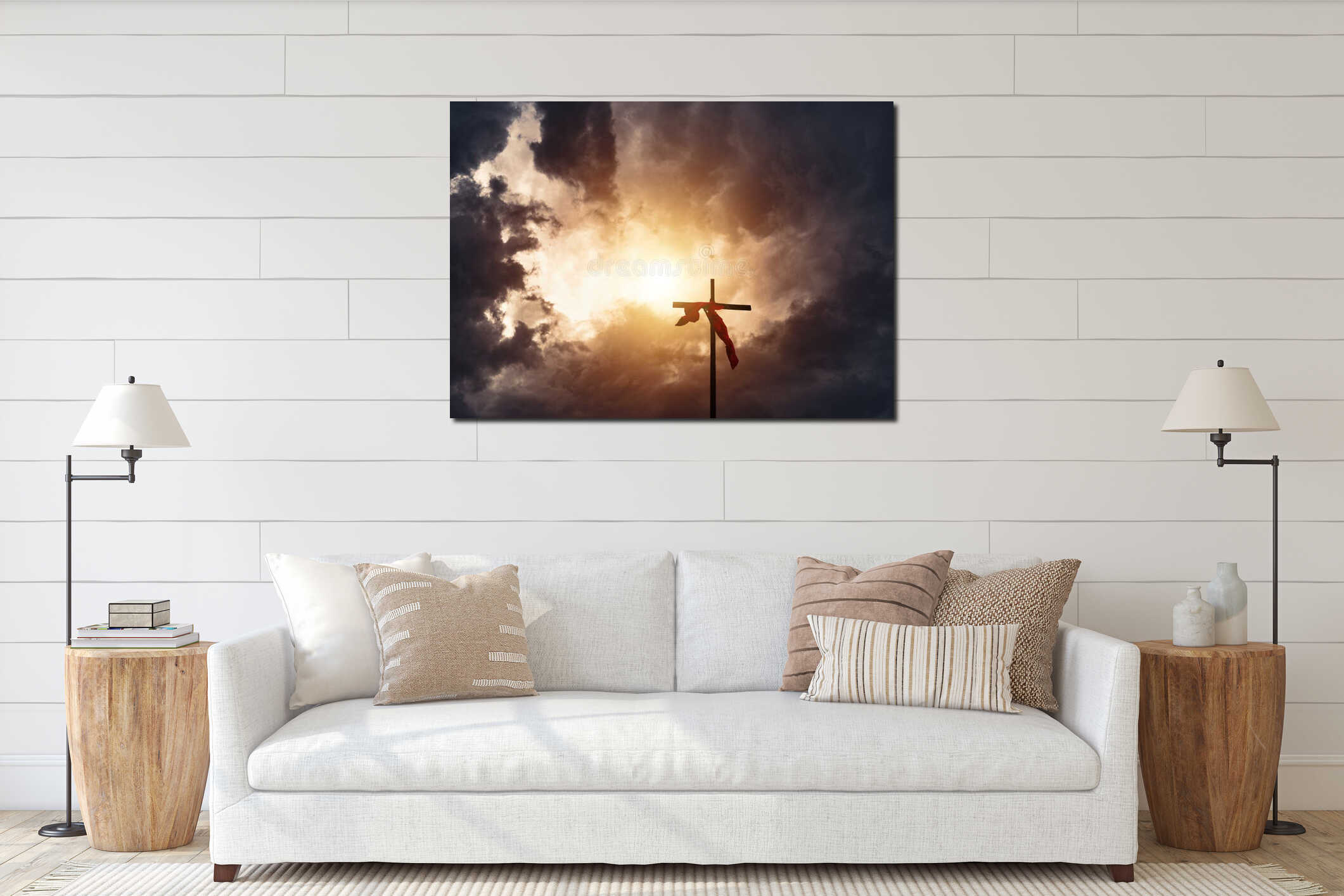 Canvas hanging interior mockup