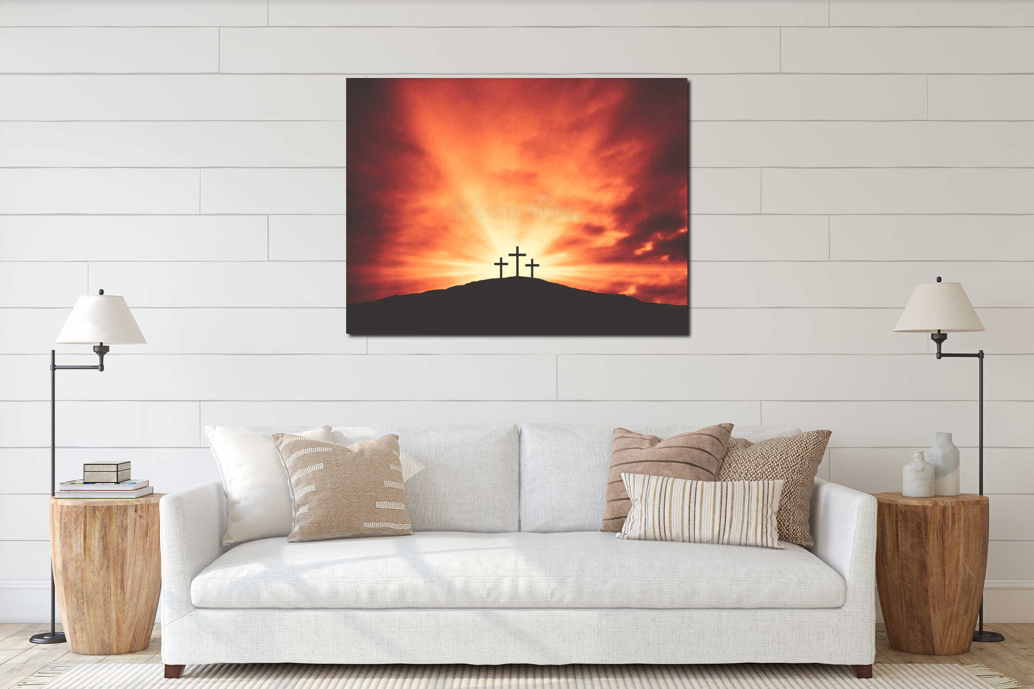 Canvas hanging interior mockup