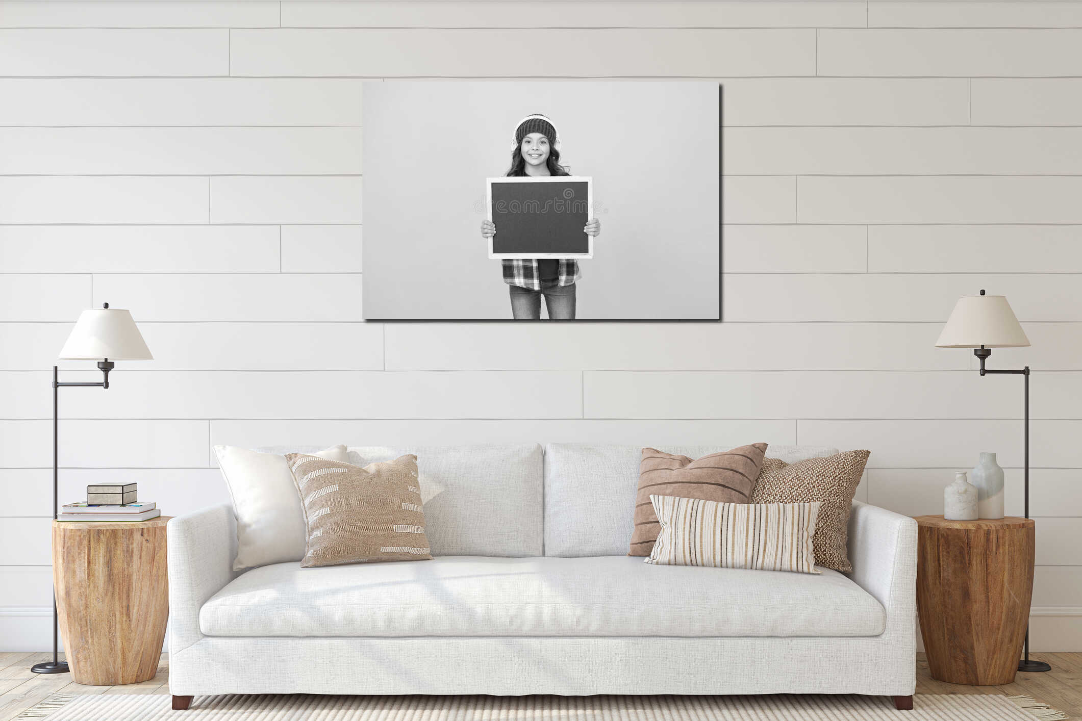 Canvas hanging interior mockup