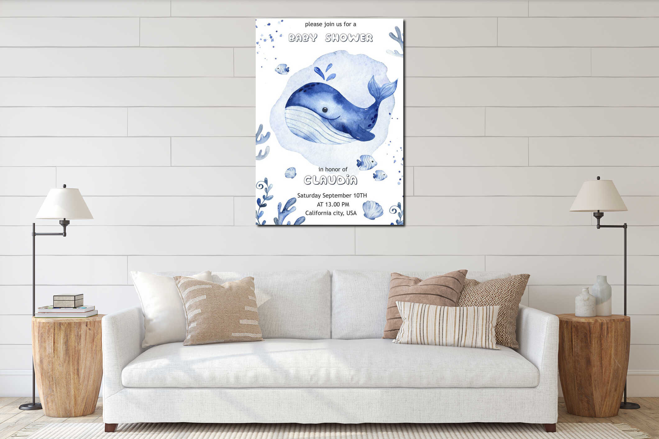 Canvas hanging interior mockup