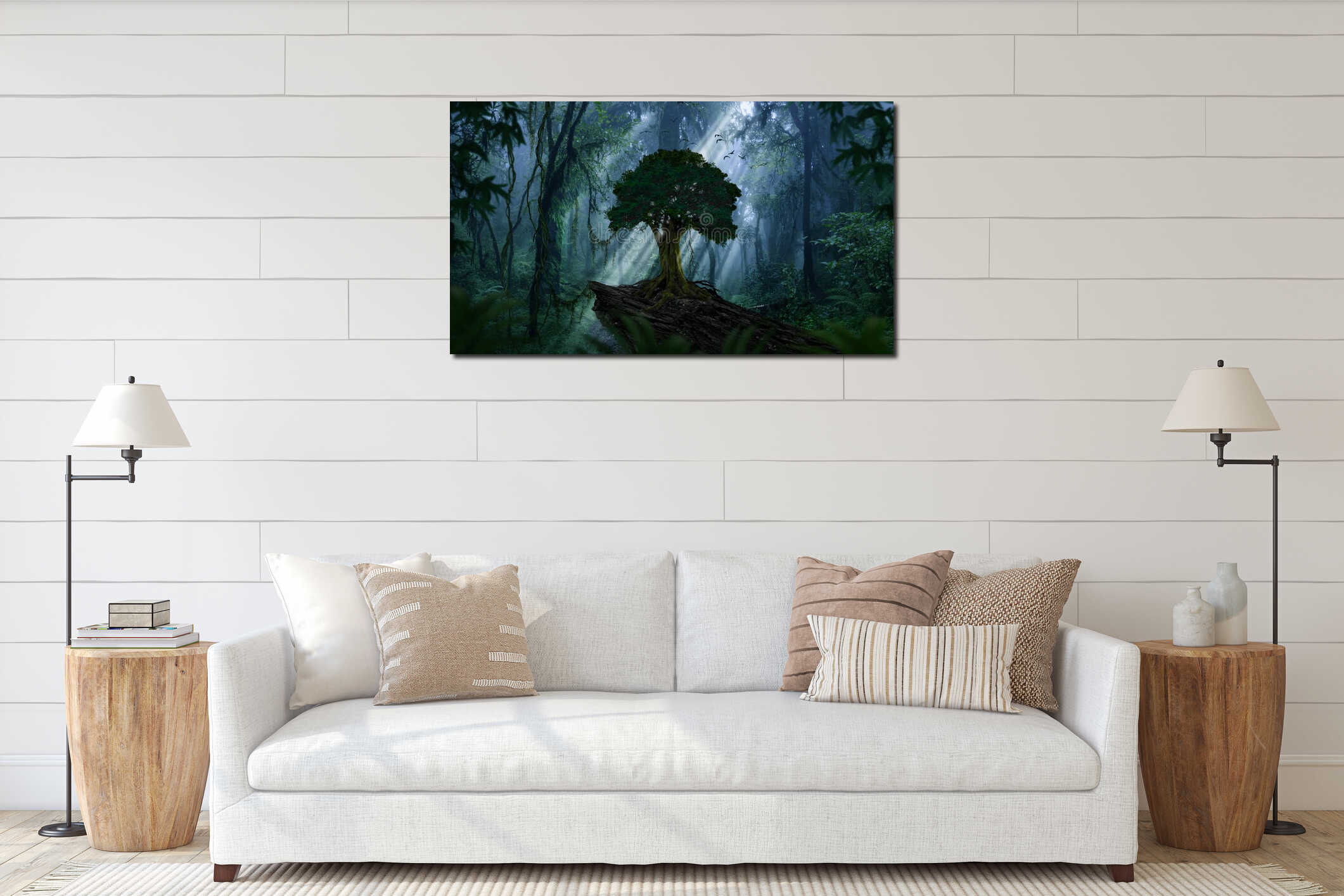 Canvas hanging interior mockup