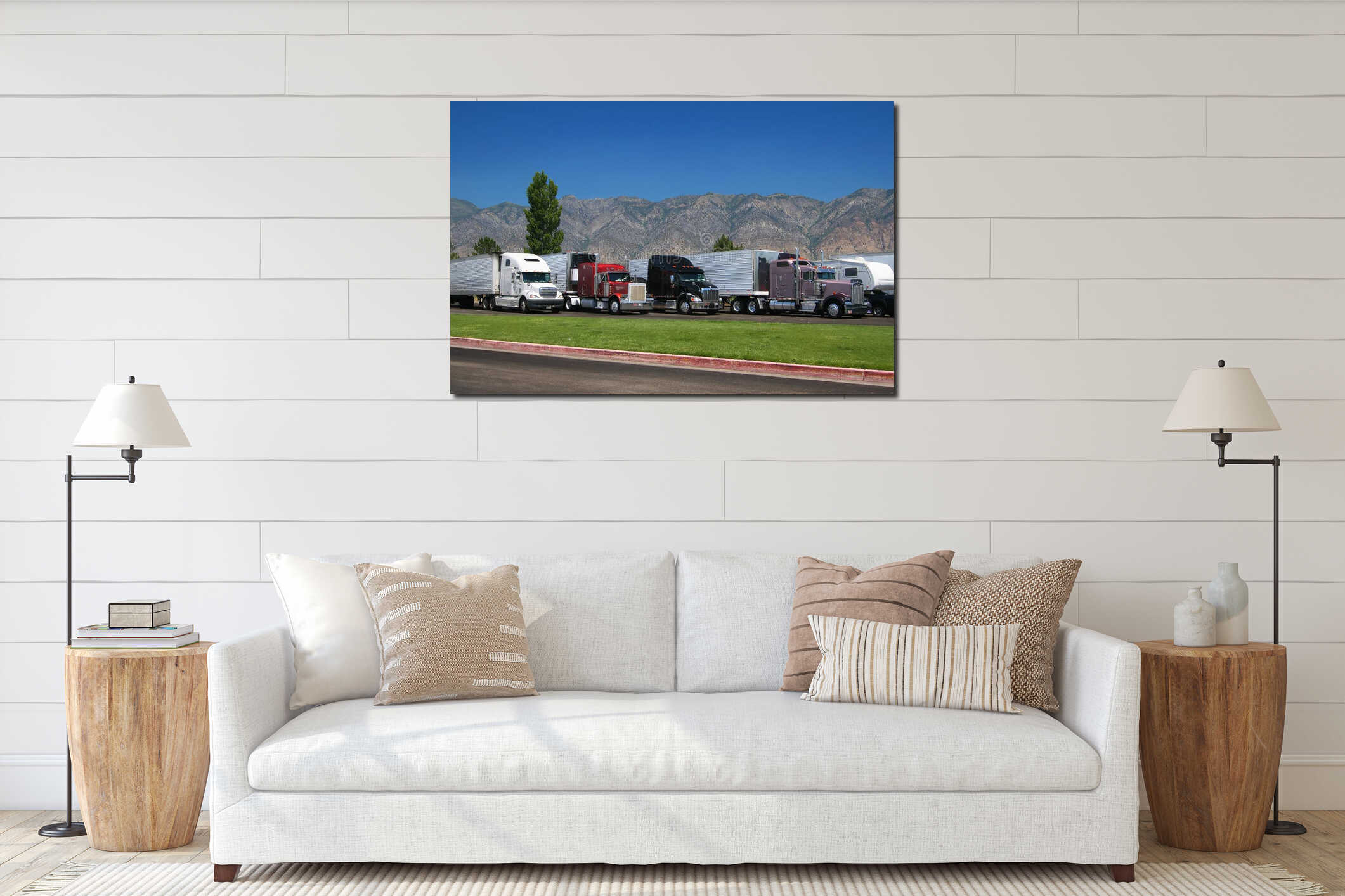 Canvas hanging interior mockup