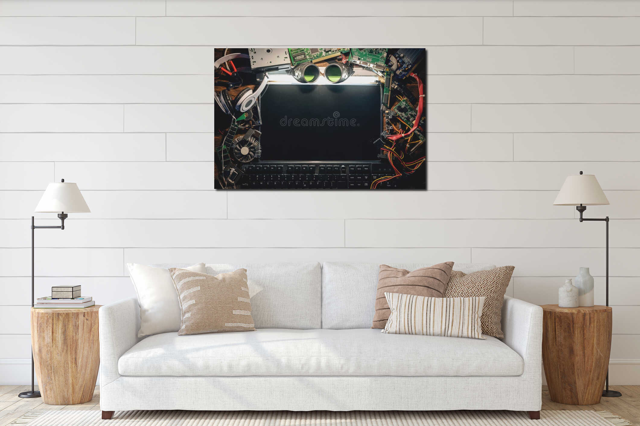 Canvas hanging interior mockup