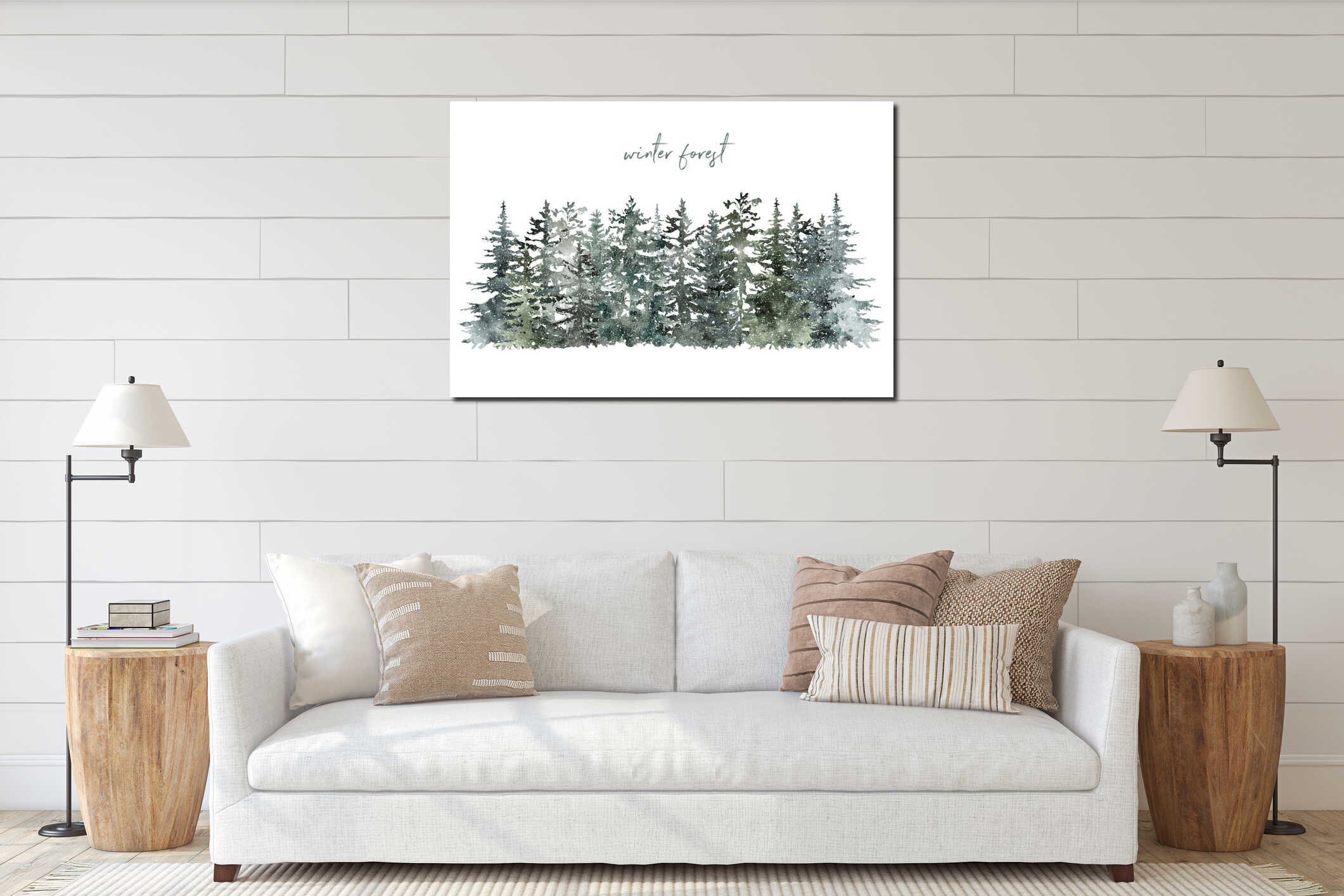 Canvas hanging interior mockup