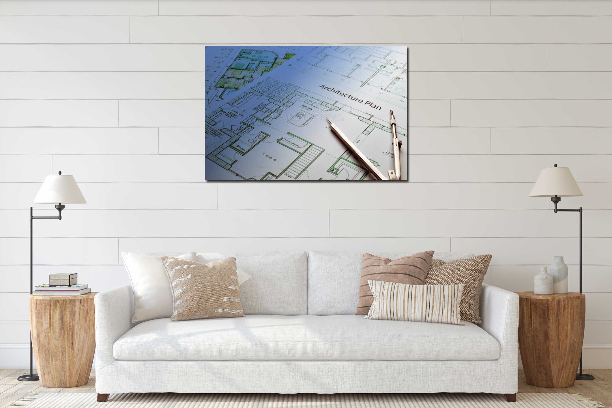 Canvas hanging interior mockup