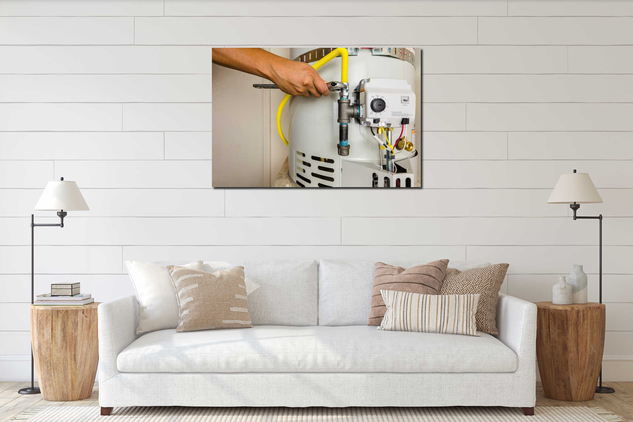 Canvas hanging interior mockup