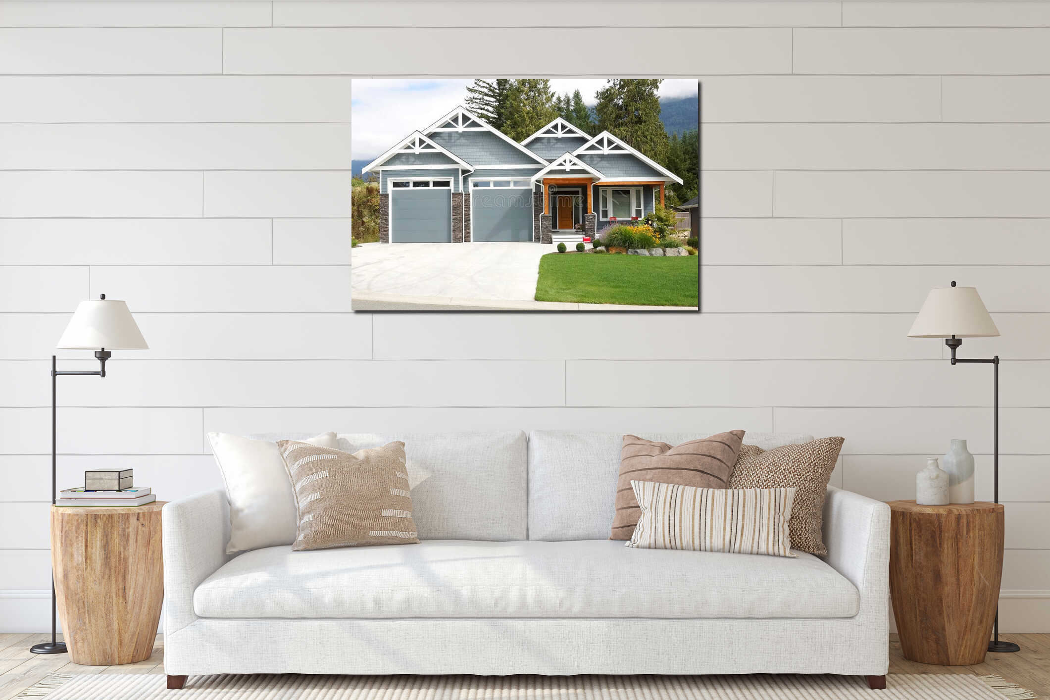 Canvas hanging interior mockup