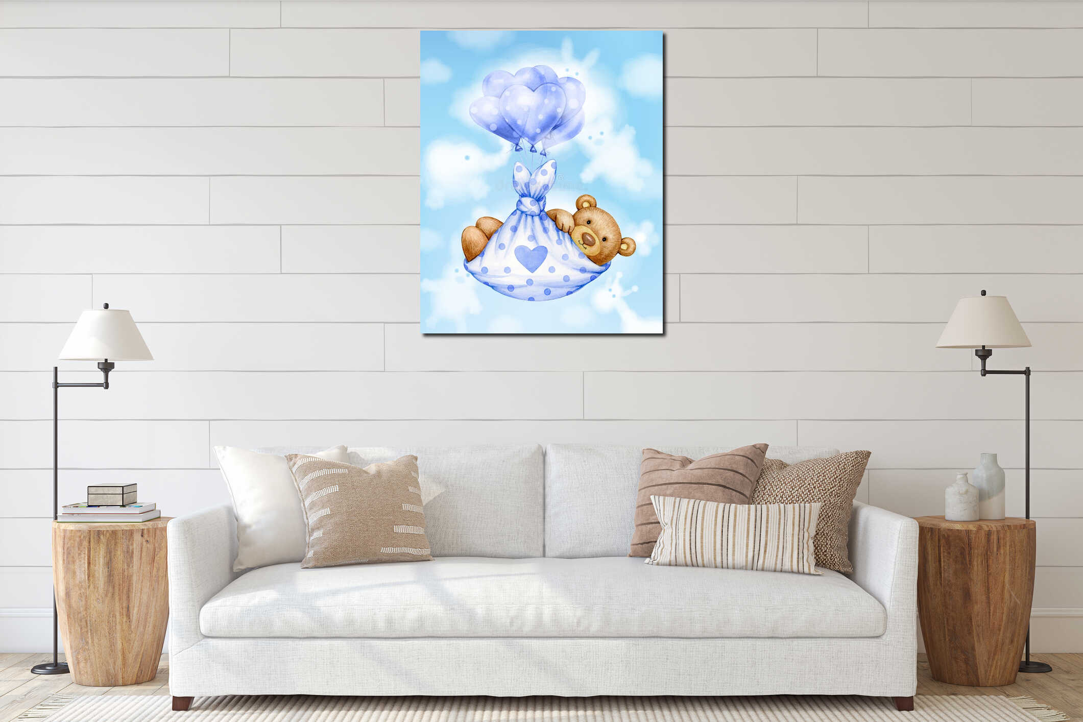 Canvas hanging interior mockup