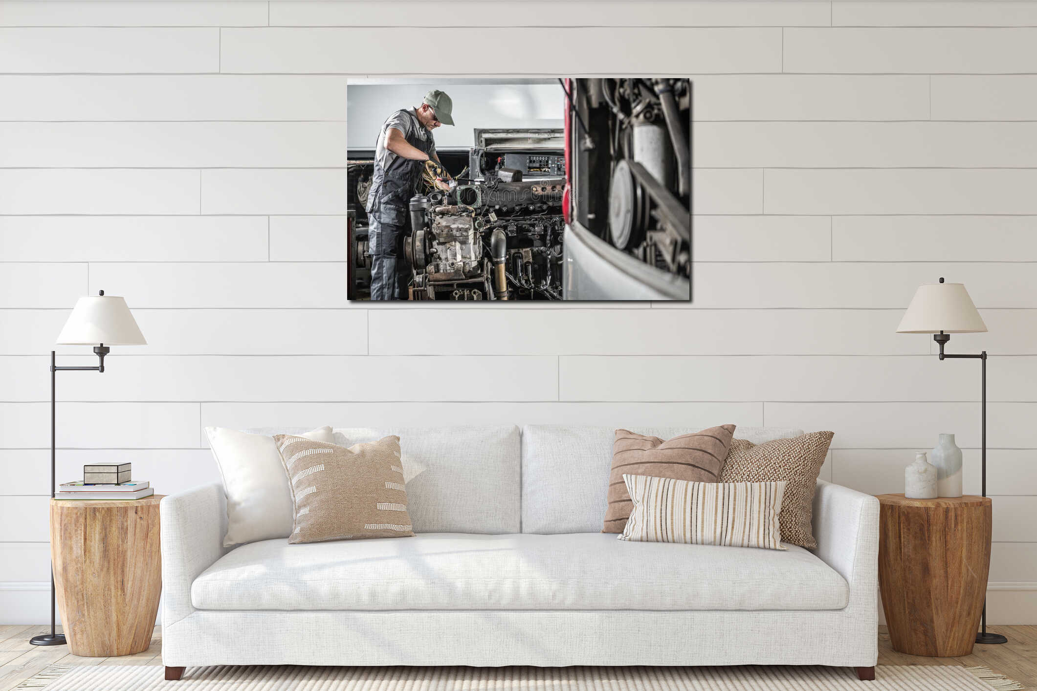 Canvas hanging interior mockup