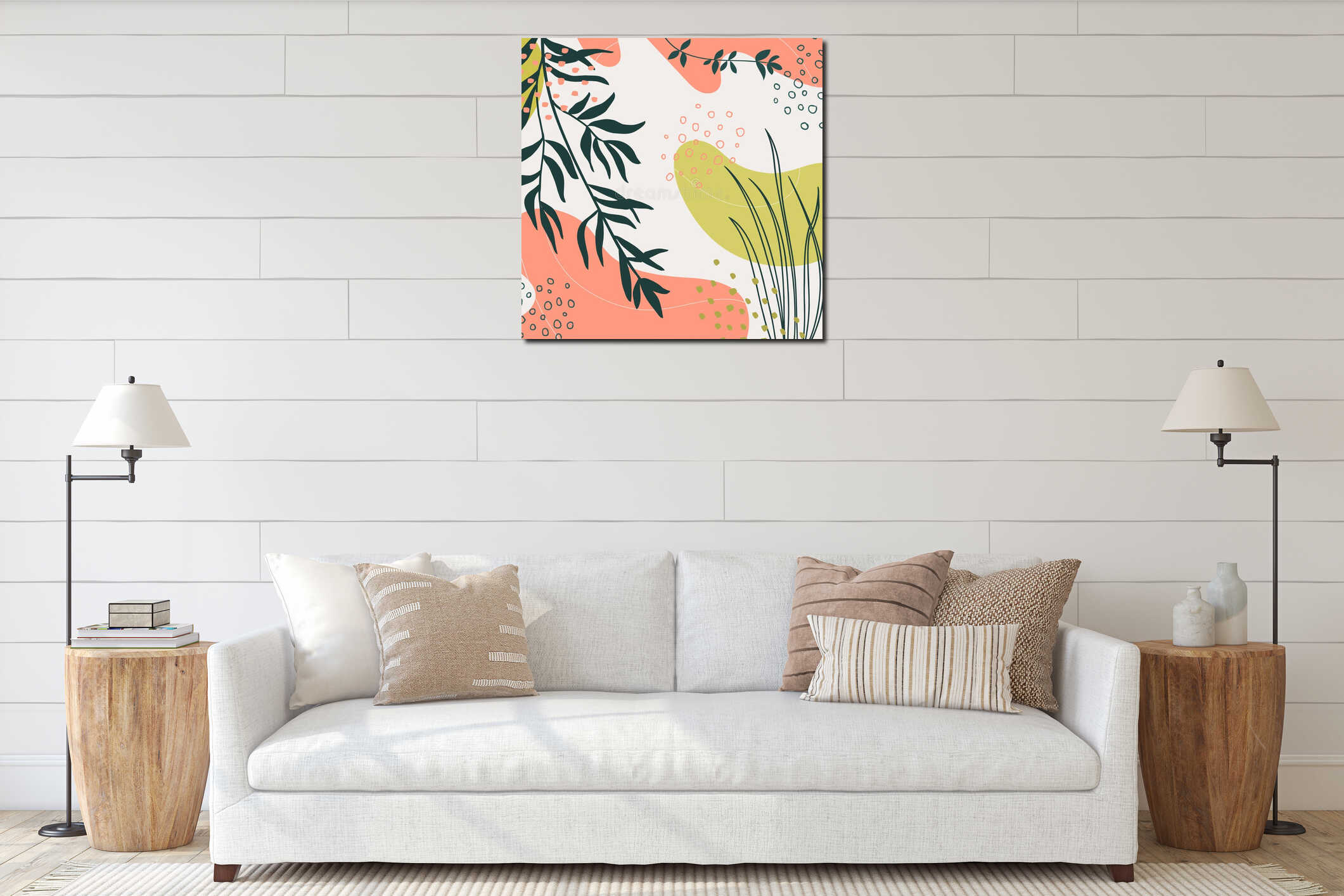 Canvas hanging interior mockup