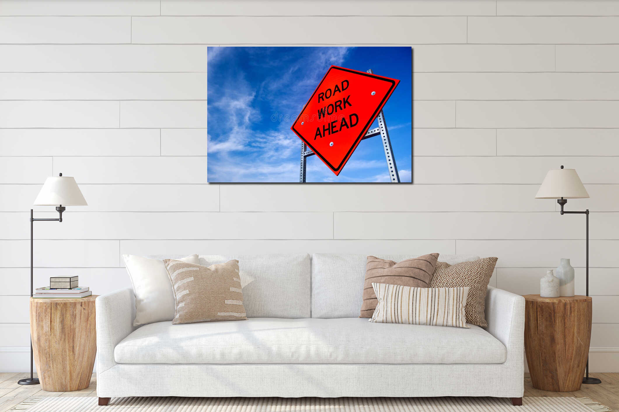Canvas hanging interior mockup