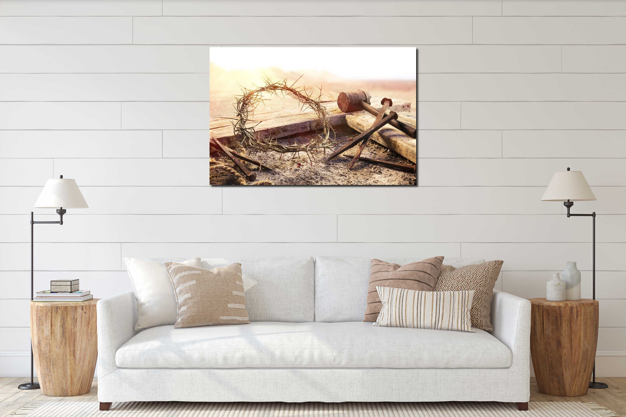 Canvas hanging interior mockup