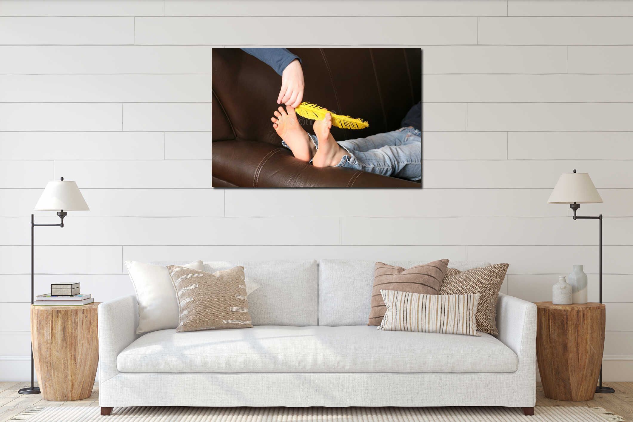 Canvas hanging interior mockup